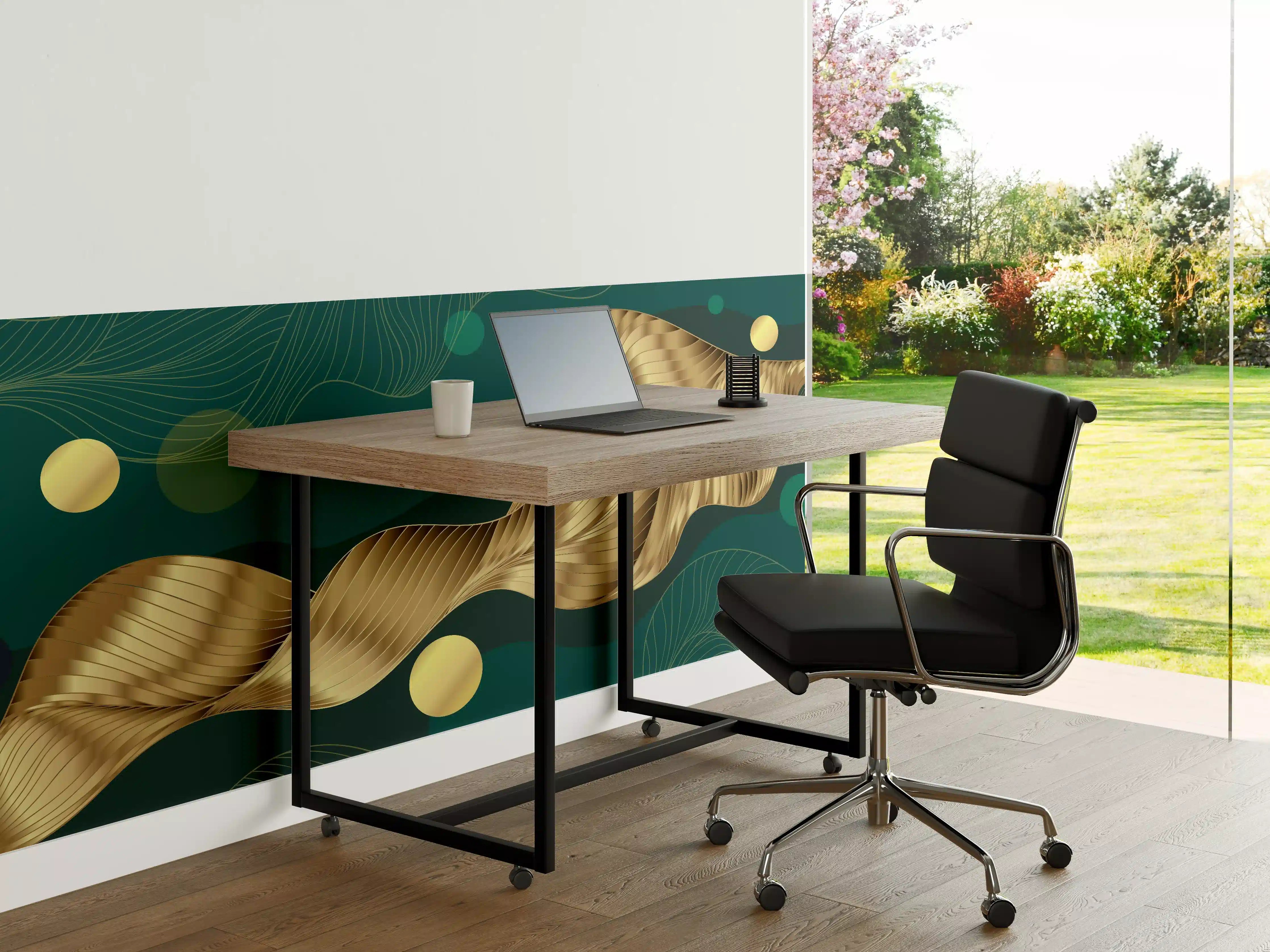 Büro Wandgestaltung - Abstrakte Wellen Gold Hintergrund