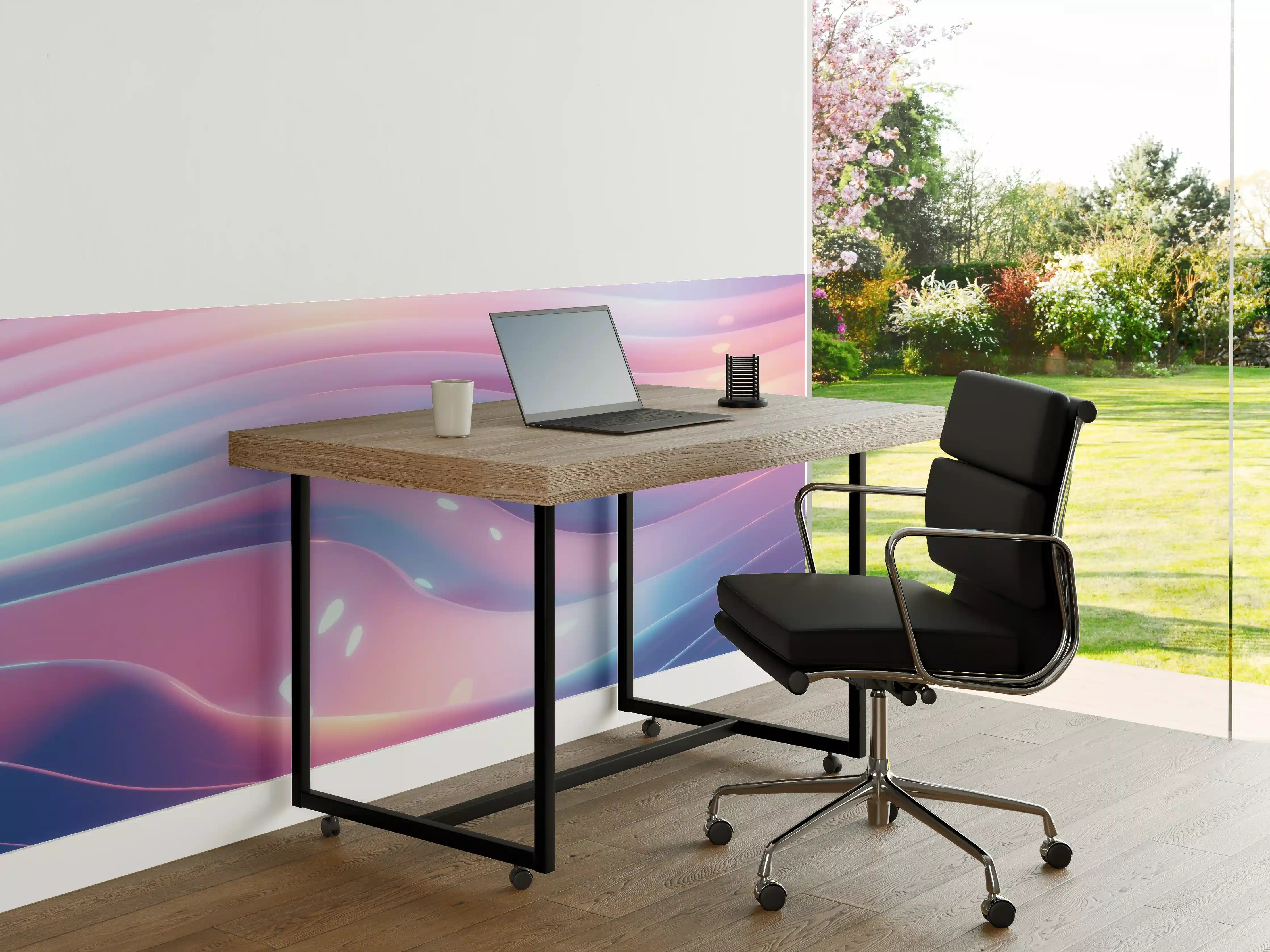 Büro Wandgestaltung - Abstrakte Wellen Rosa Blau