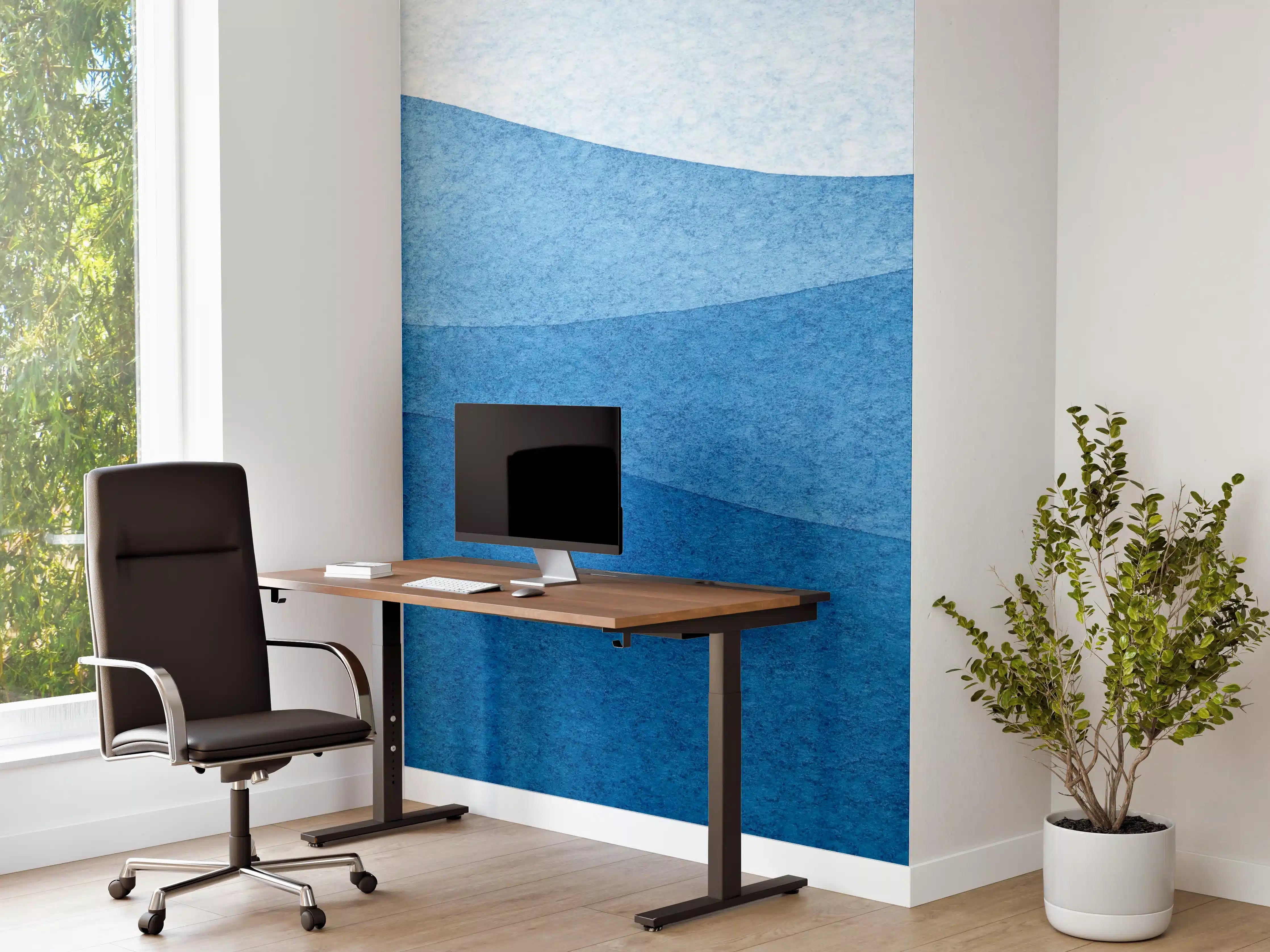 Büro Wandgestaltung - Abstrakte Wellenmuster in Blau