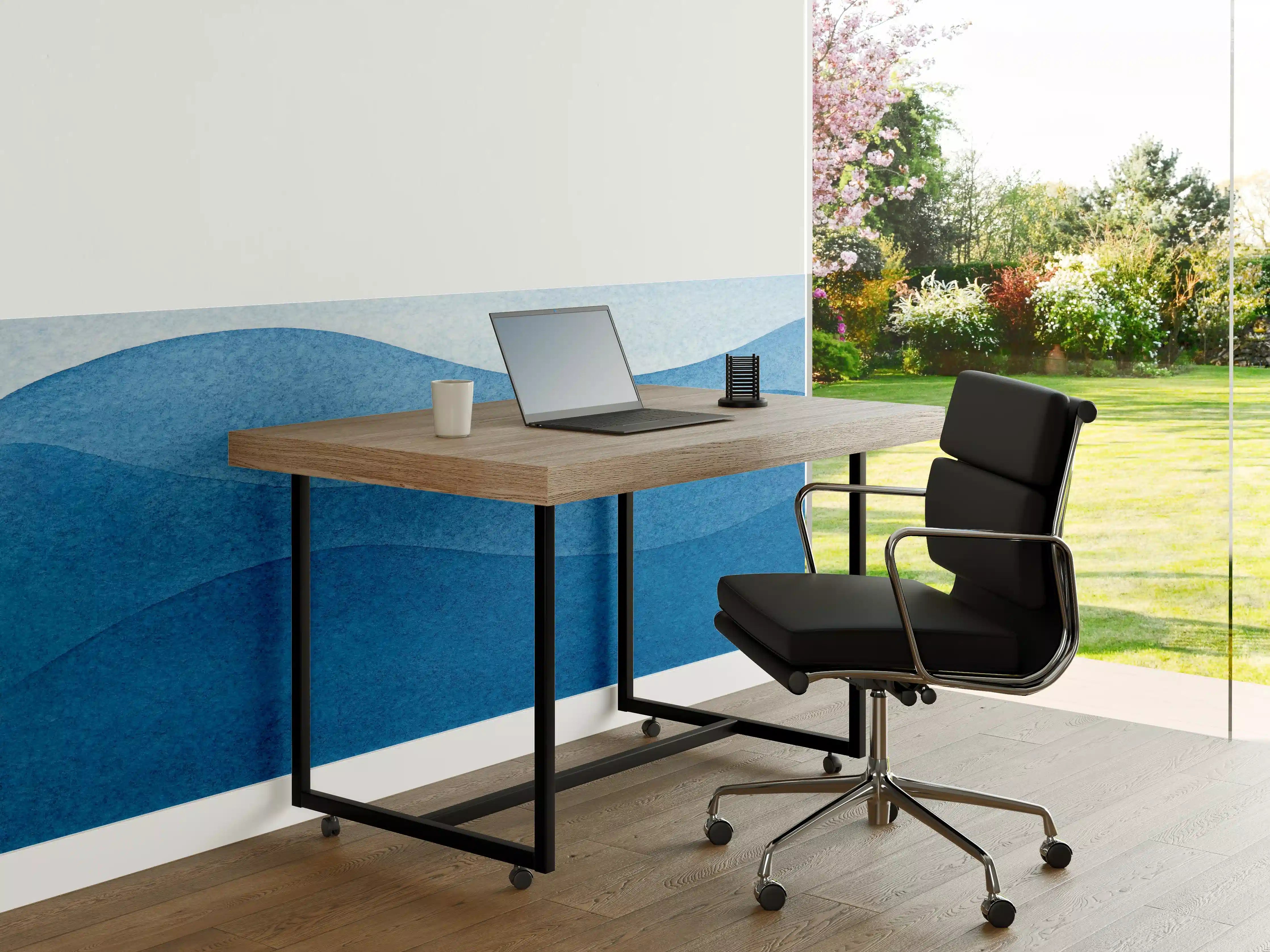 Büro Wandgestaltung - Abstrakte Wellenmuster in Blau