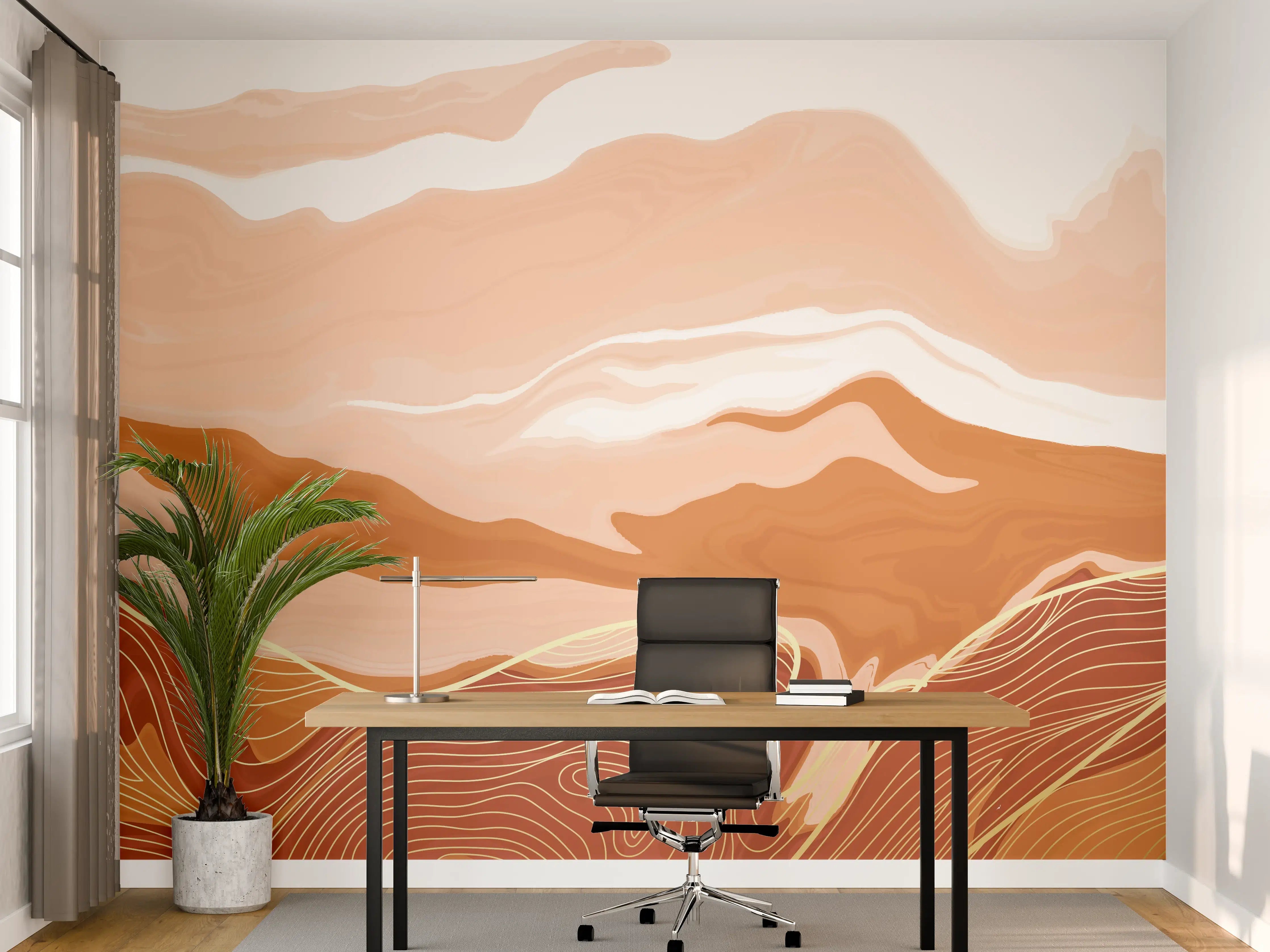 Büro Wandgestaltung - Abstrakte Wüstenberg-Linien
