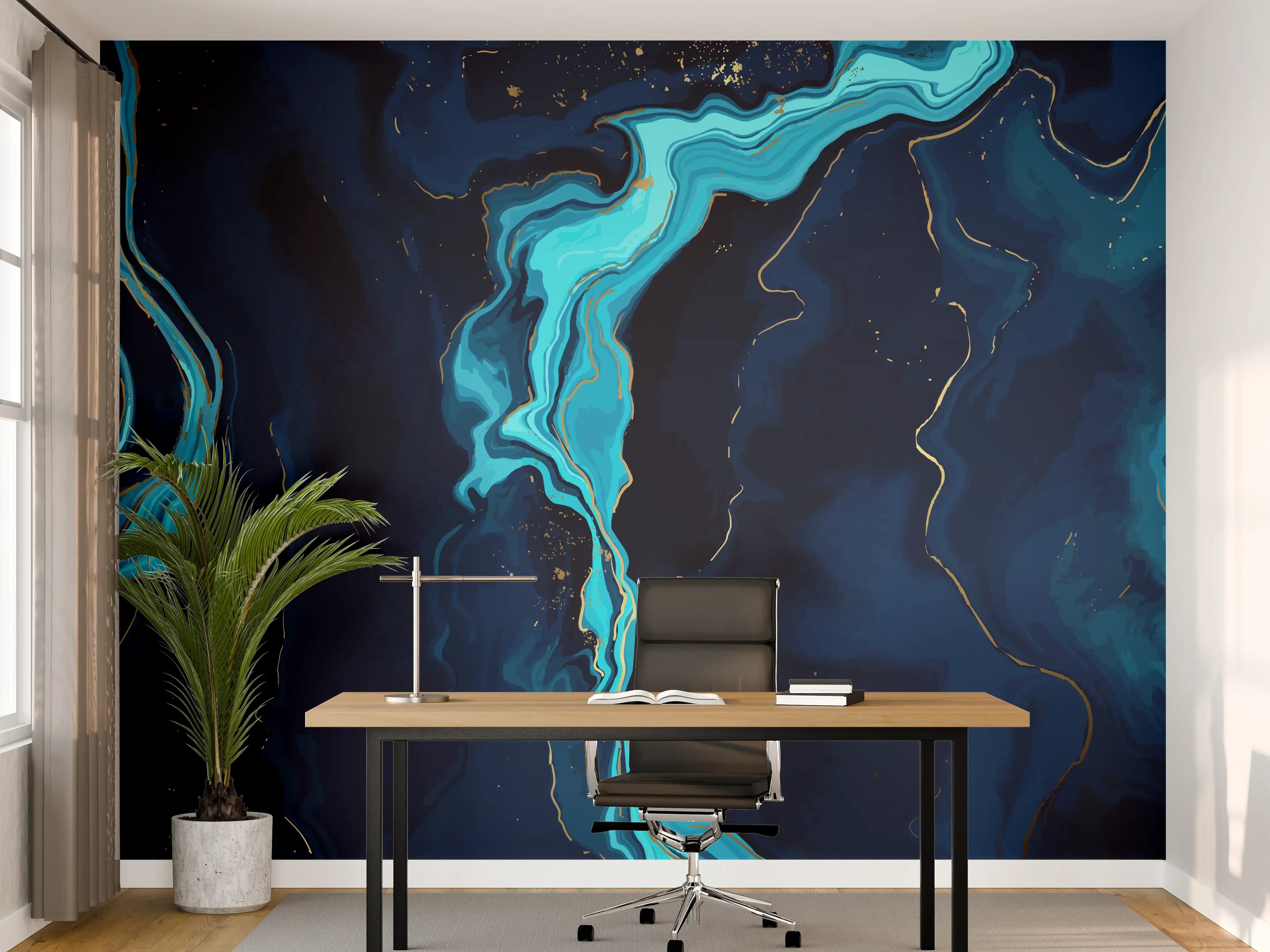 Büro Wandgestaltung - Abstrakte blaue Tiefsee-Strömung