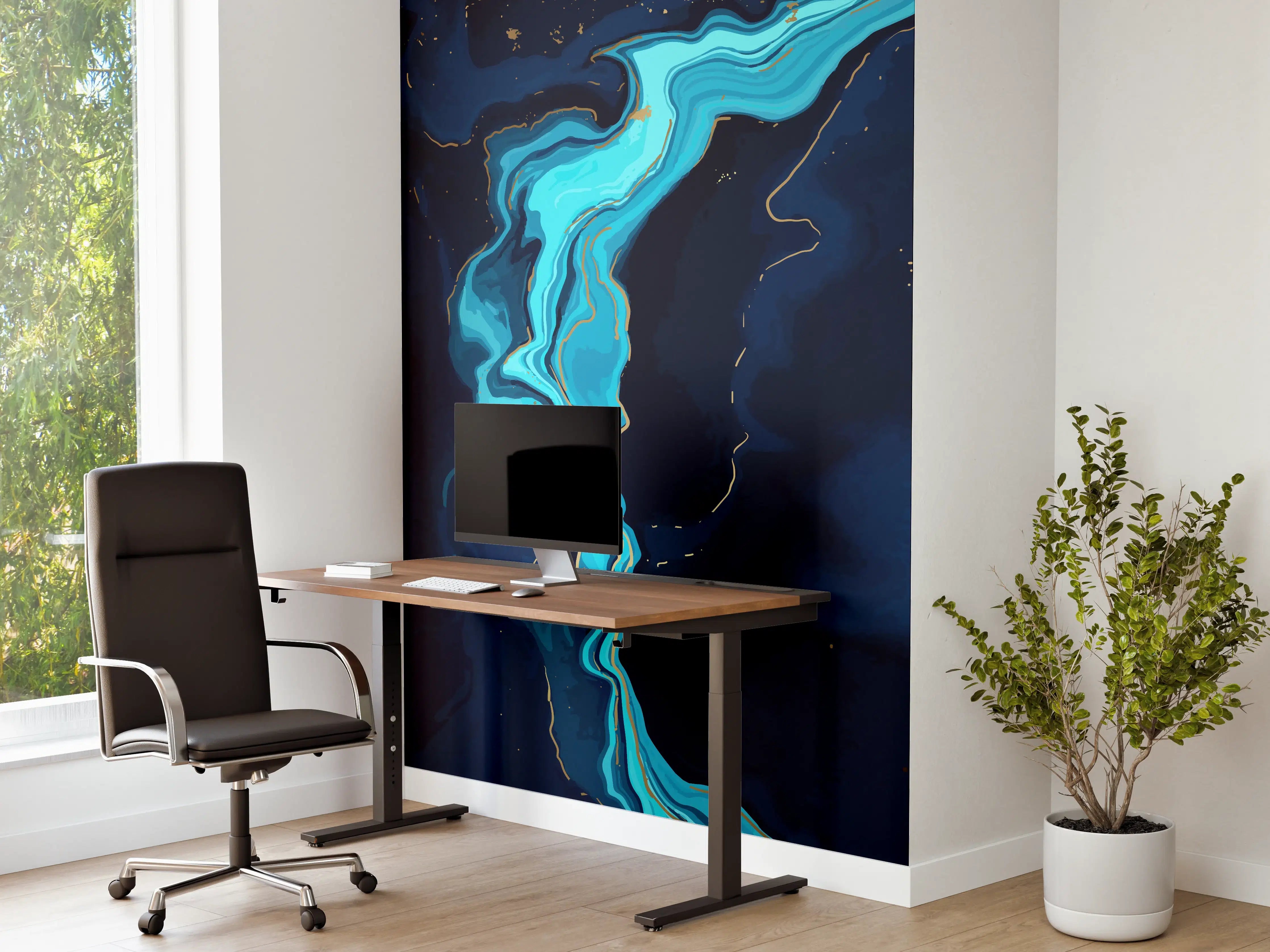 Büro Wandgestaltung - Abstrakte blaue Tiefsee-Strömung