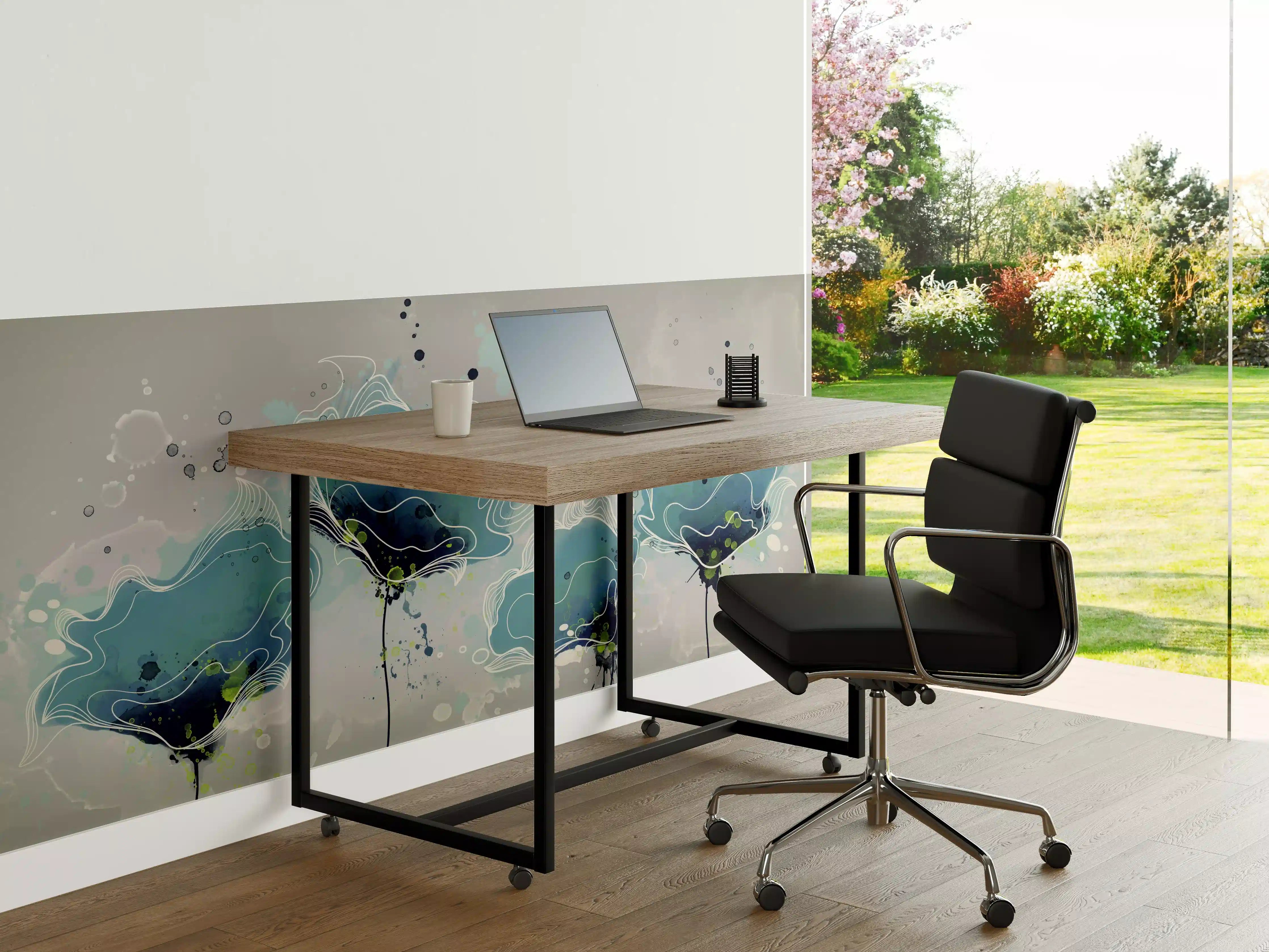 Büro Wandgestaltung - Abstrakten blauen Aquarellblumen