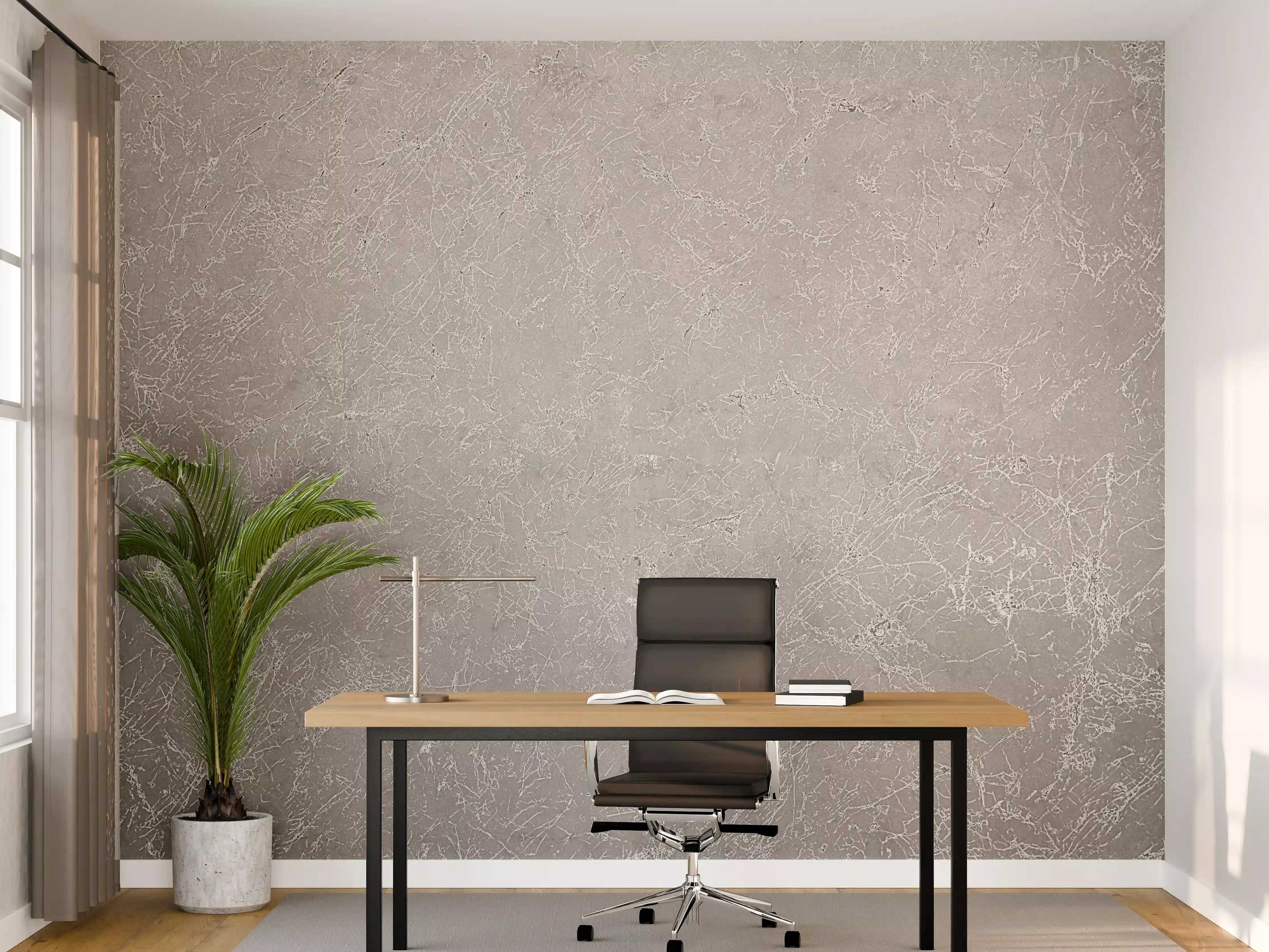 Büro Wandgestaltung - Abstrakter Silbermarmor