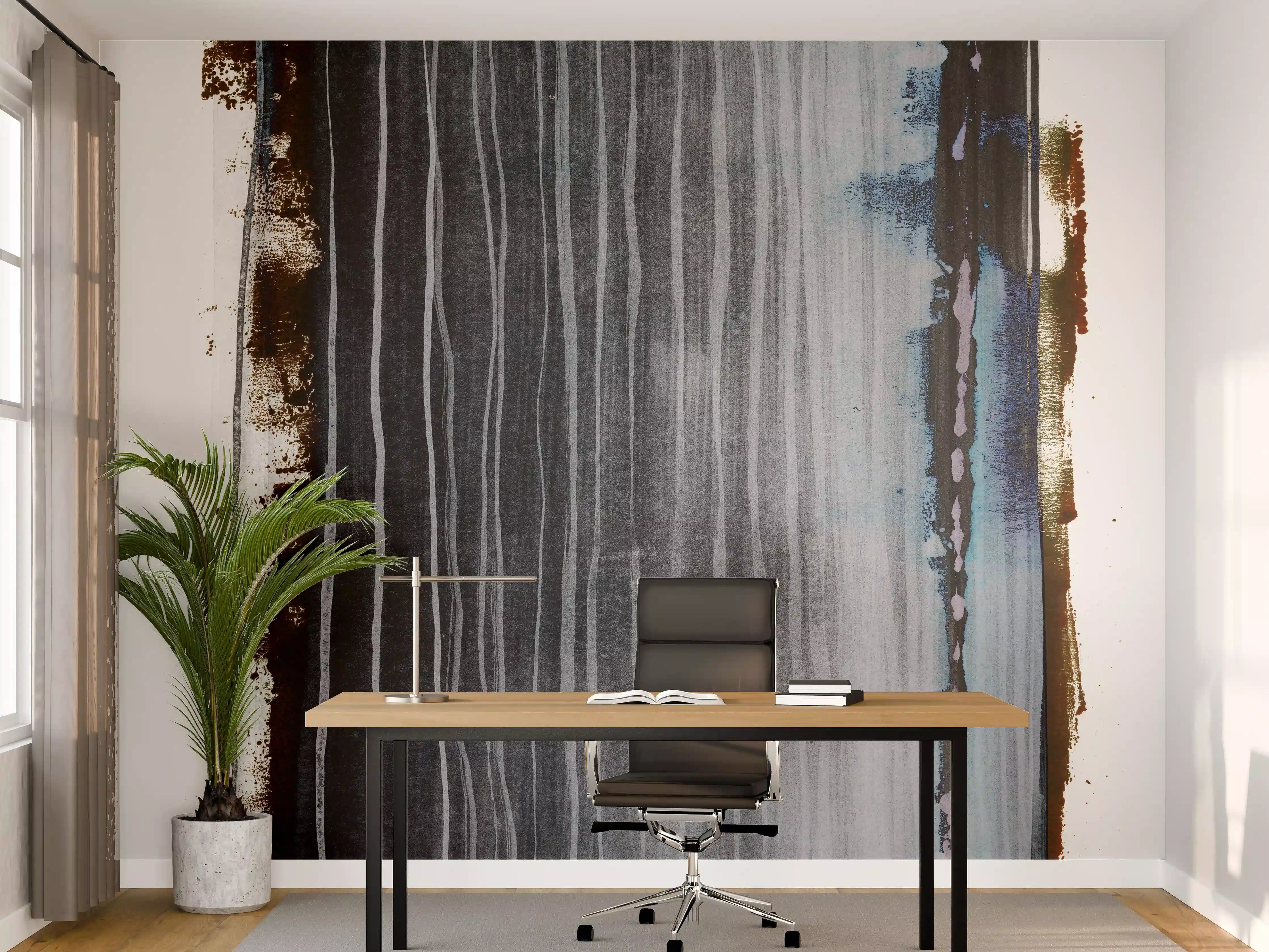 Büro Wandgestaltung - Abstrakter Weiß-Grau-Pinselstrich