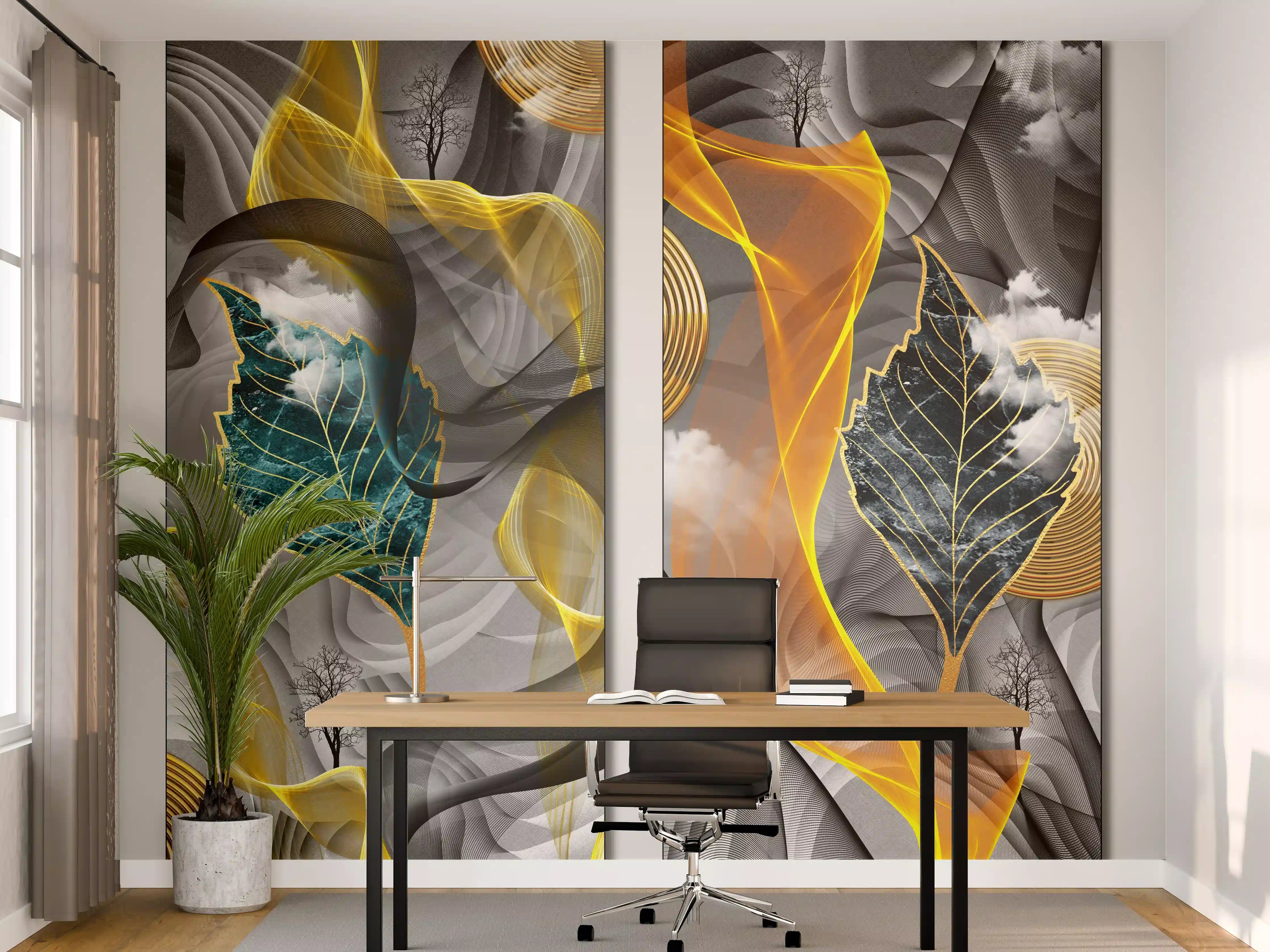 Büro Wandgestaltung - Abstraktes 3D Design
