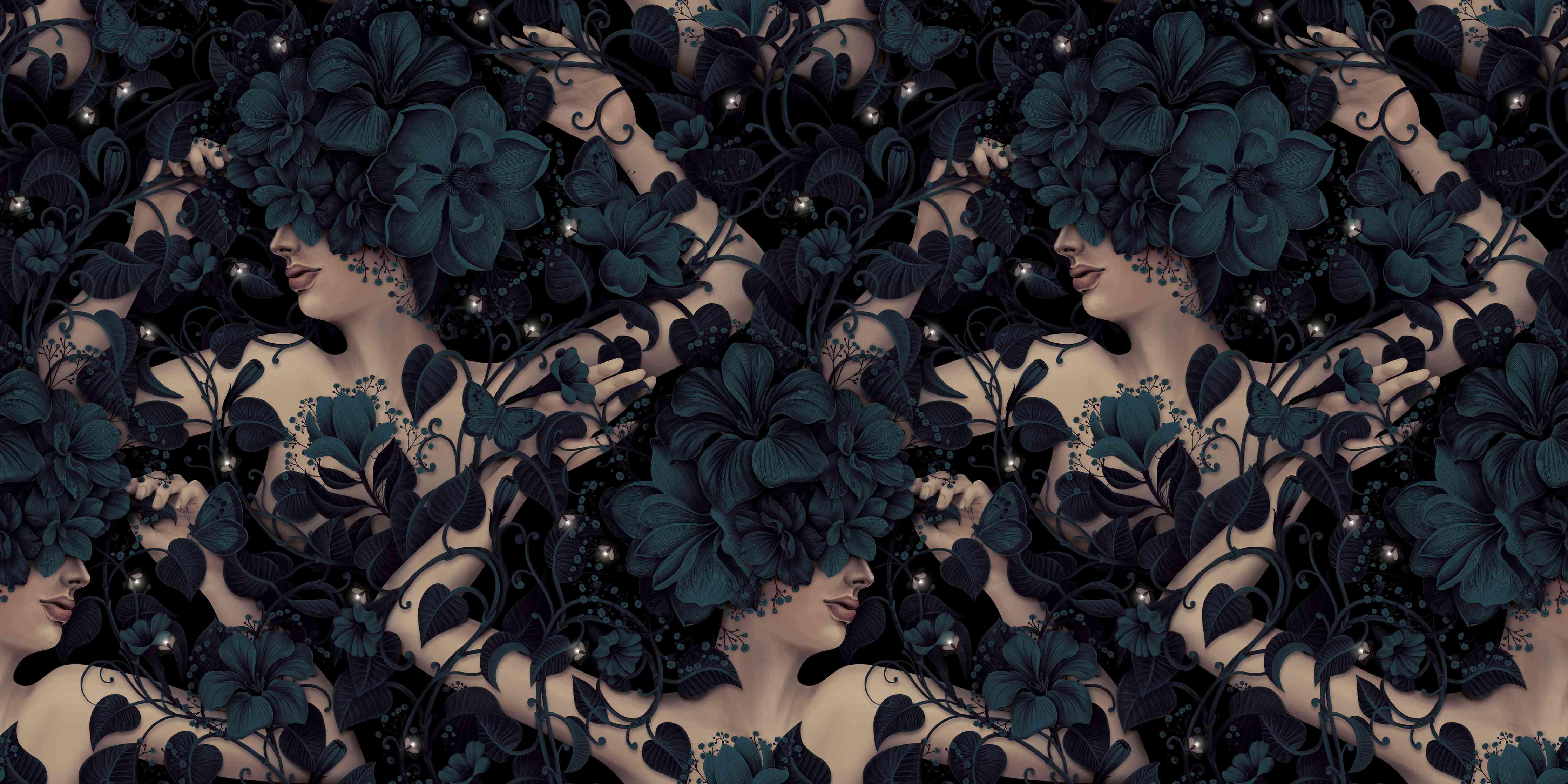 Büro Wandgestaltung-Abstraktes Blumen, Frauen Muster