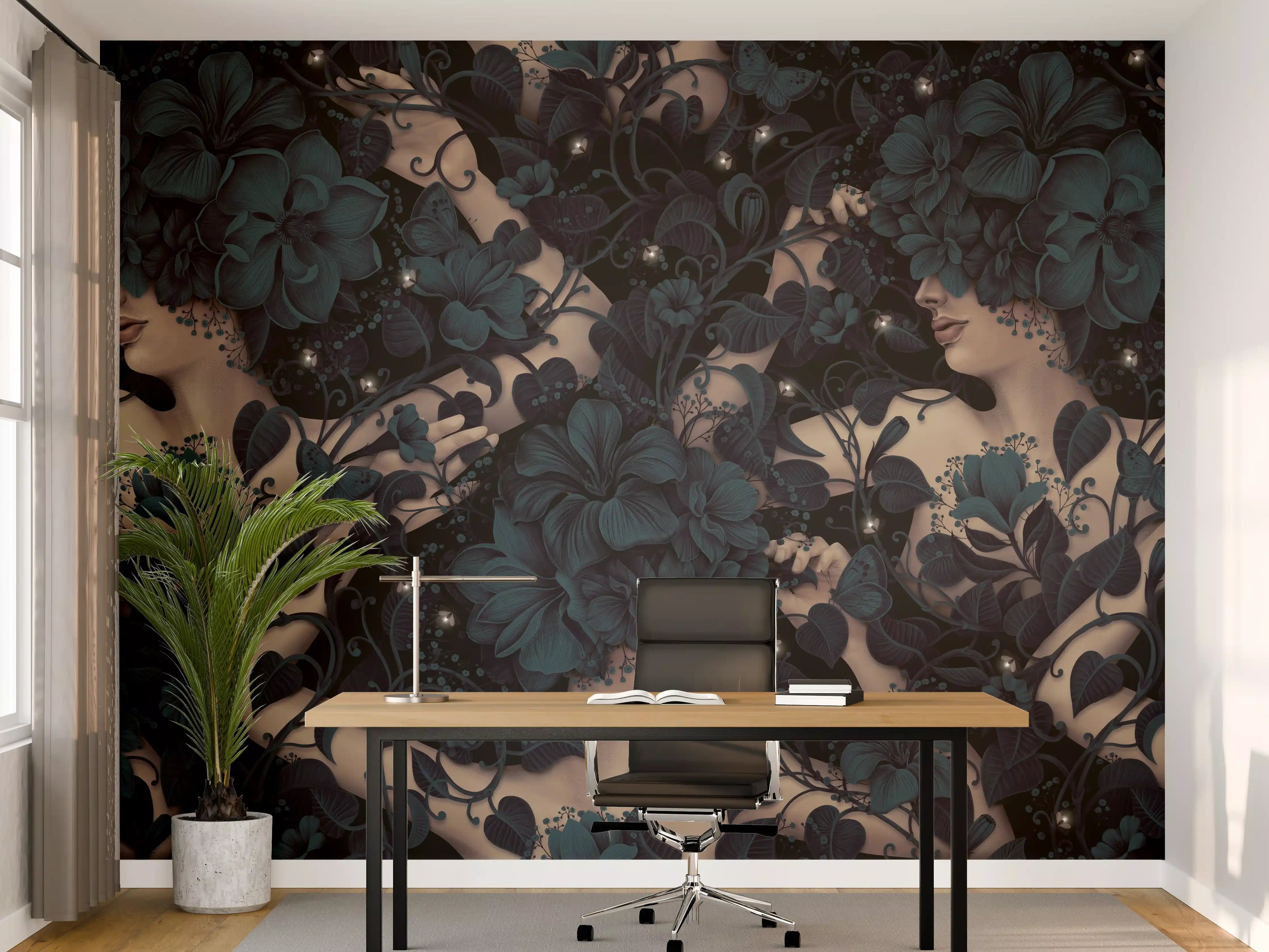 Büro Wandgestaltung - Abstraktes Blumen, Frauen Muster