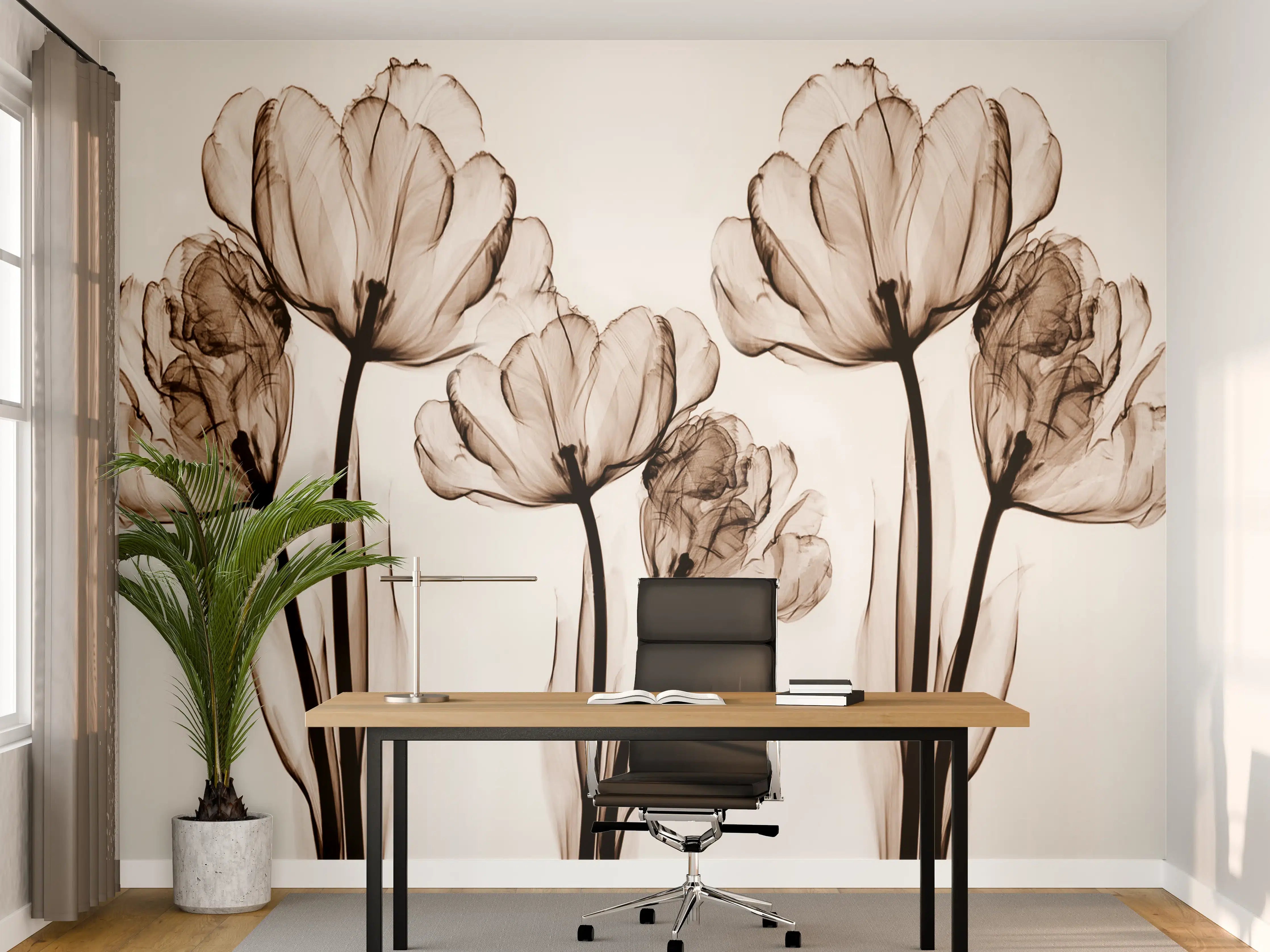 Büro Wandgestaltung - Abstraktes Blumendesign