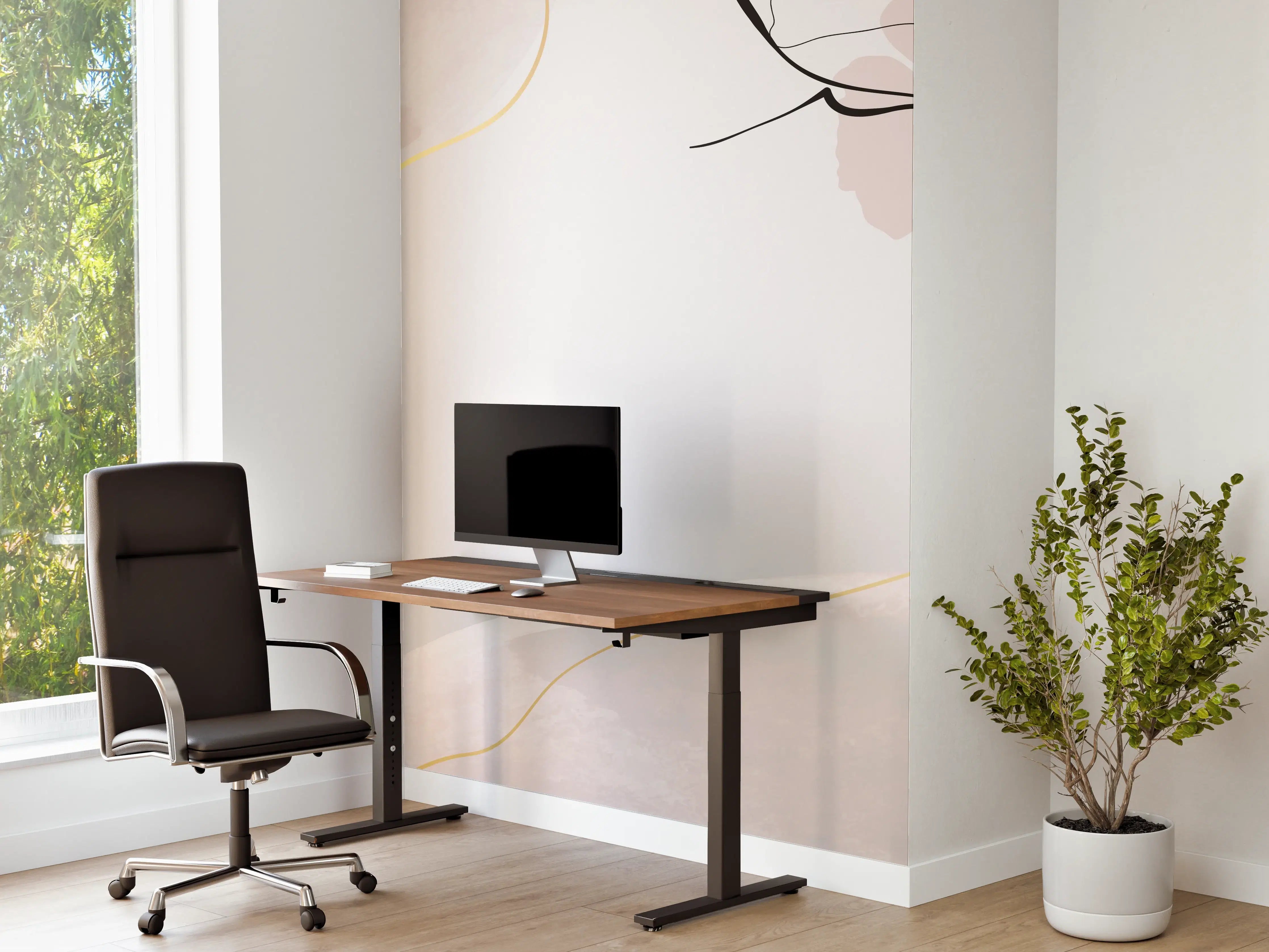 Büro Wandgestaltung - Abstraktes Ginkgo-Blatt Design