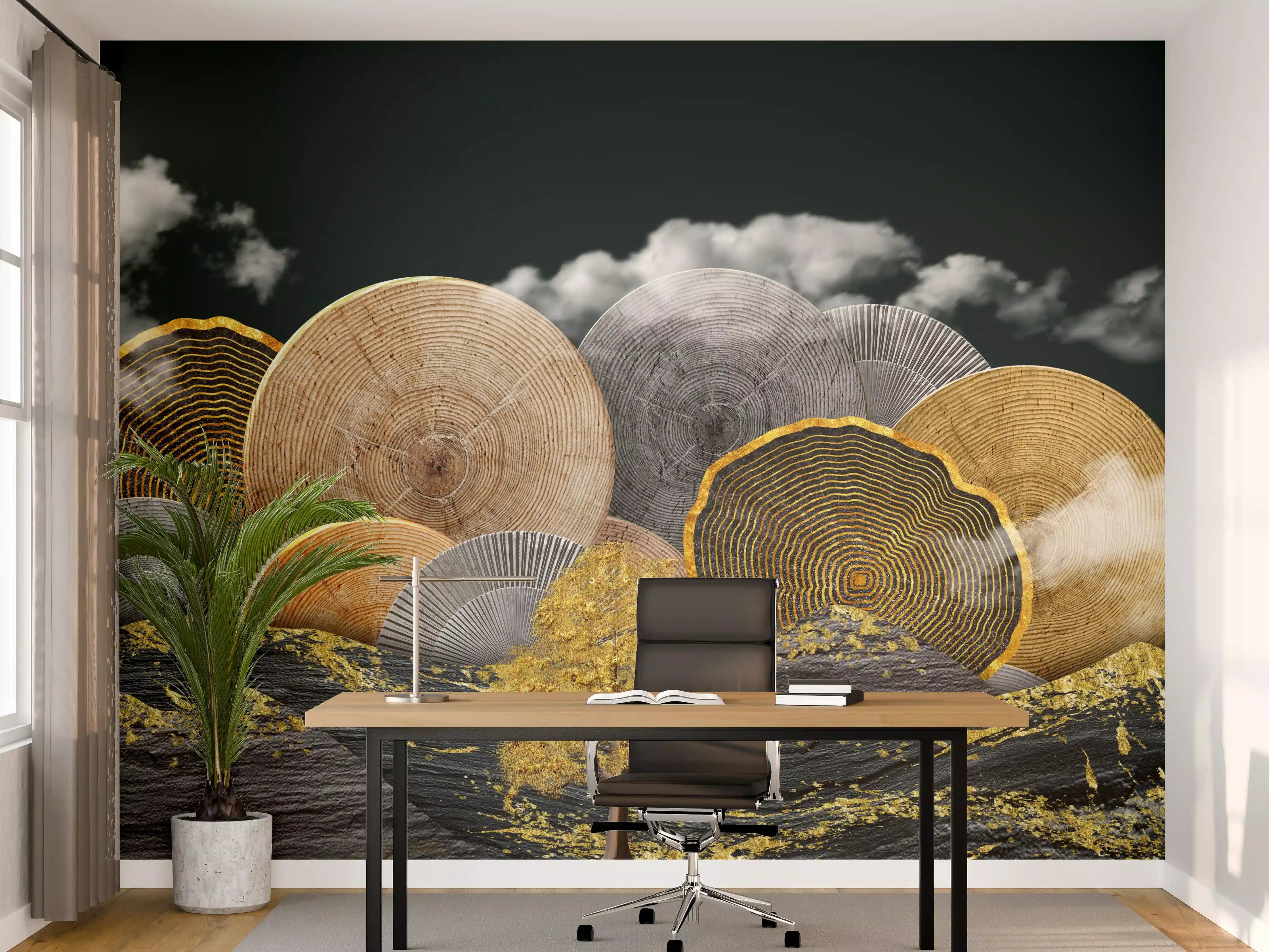 Büro Wandgestaltung - Abstraktes Landschaftsmuster - Nächtlich