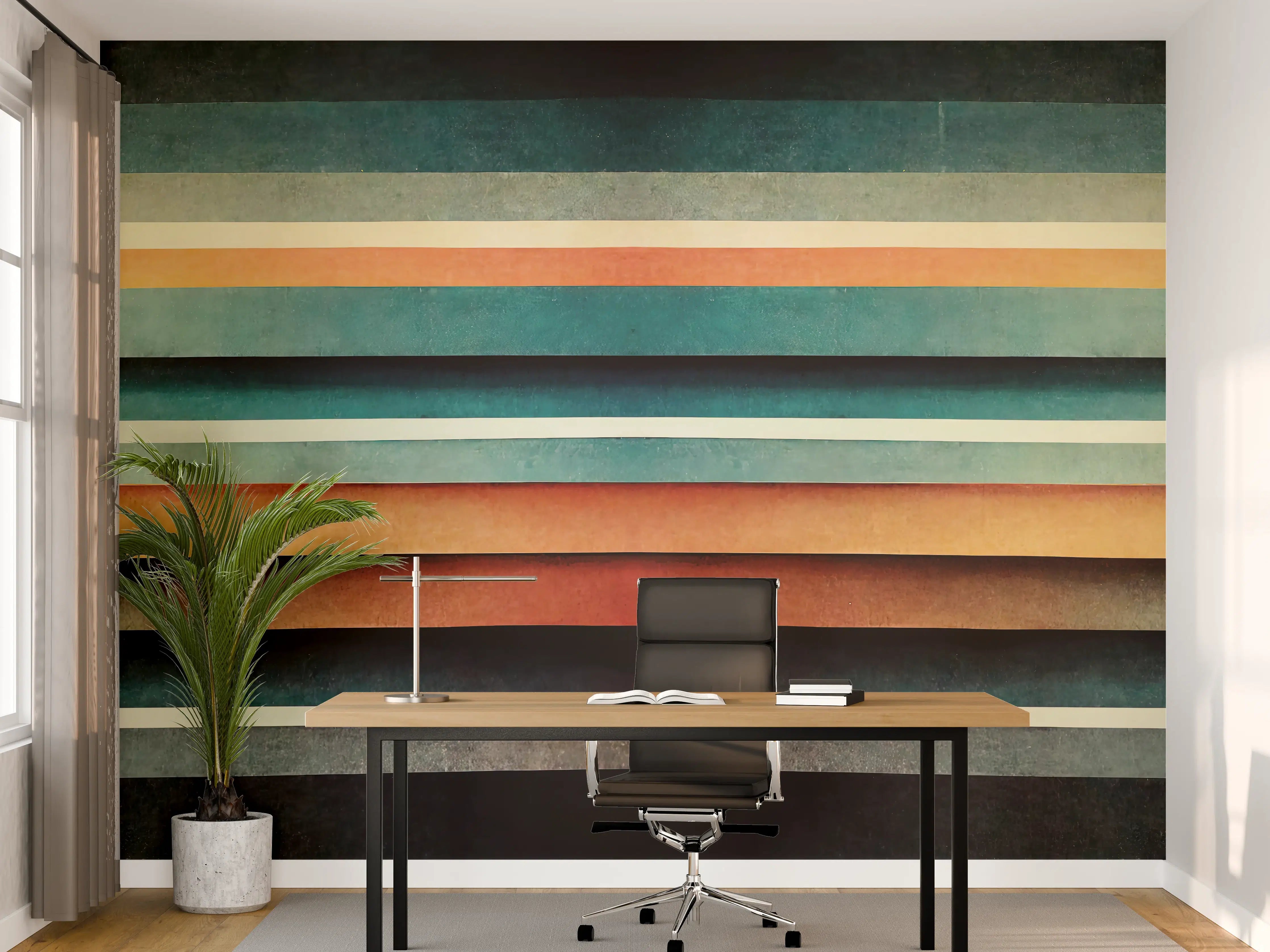 Büro Wandgestaltung - Abstraktes Linien Panorama