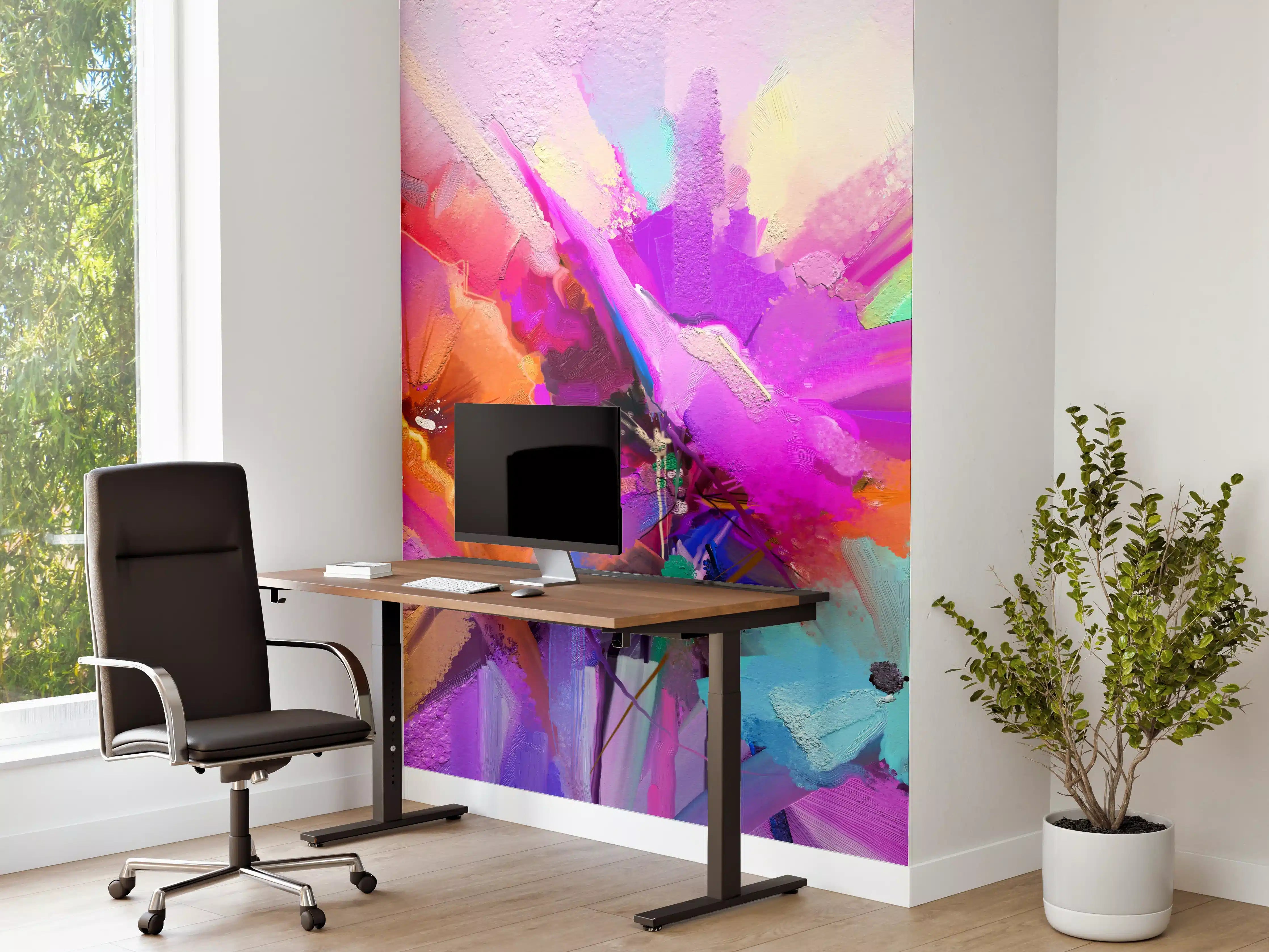 Büro Wandgestaltung - Abstraktes Öl-Gemälde einer Frühlingsblume
