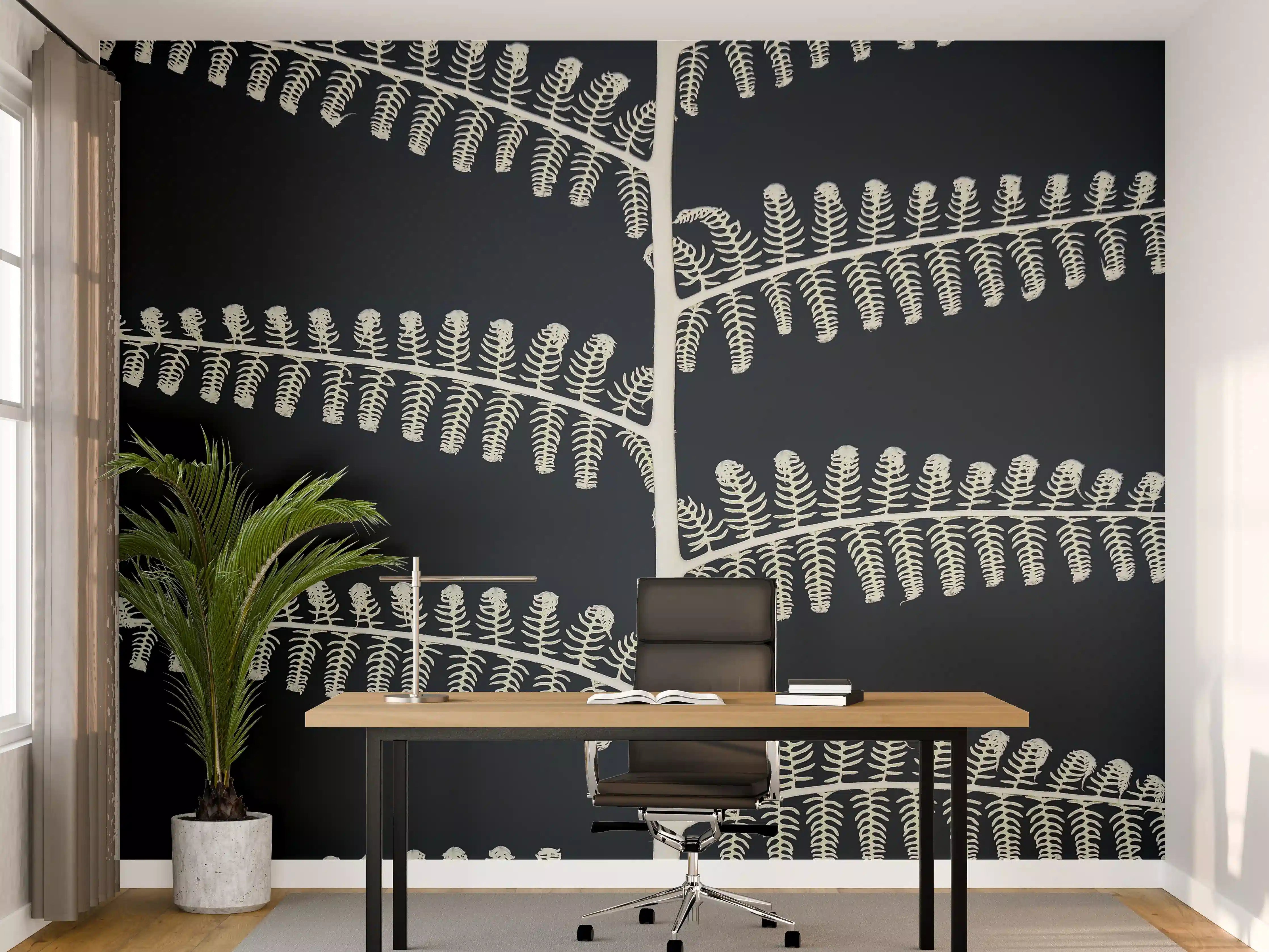 Büro Wandgestaltung - Abstraktes Pflanzen-Farn-Muster