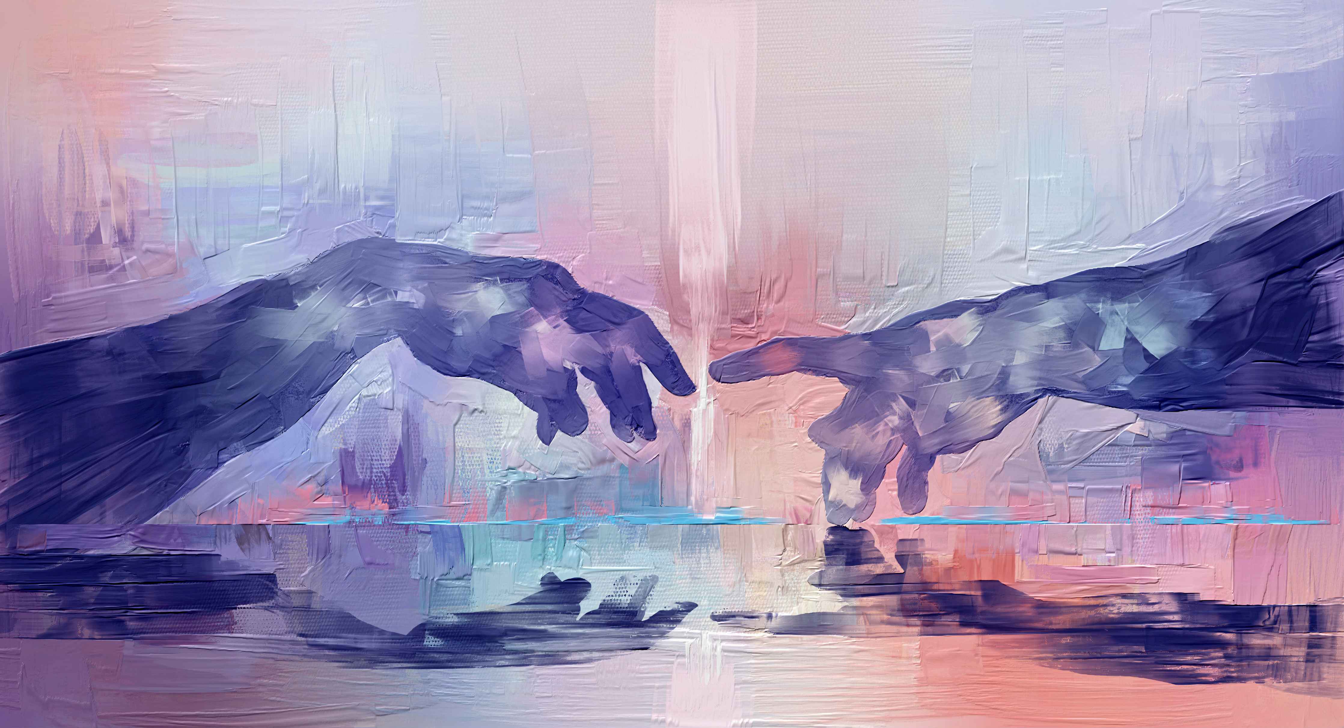 Büro Wandgestaltung-Acryl Malerei - Zwei Hände