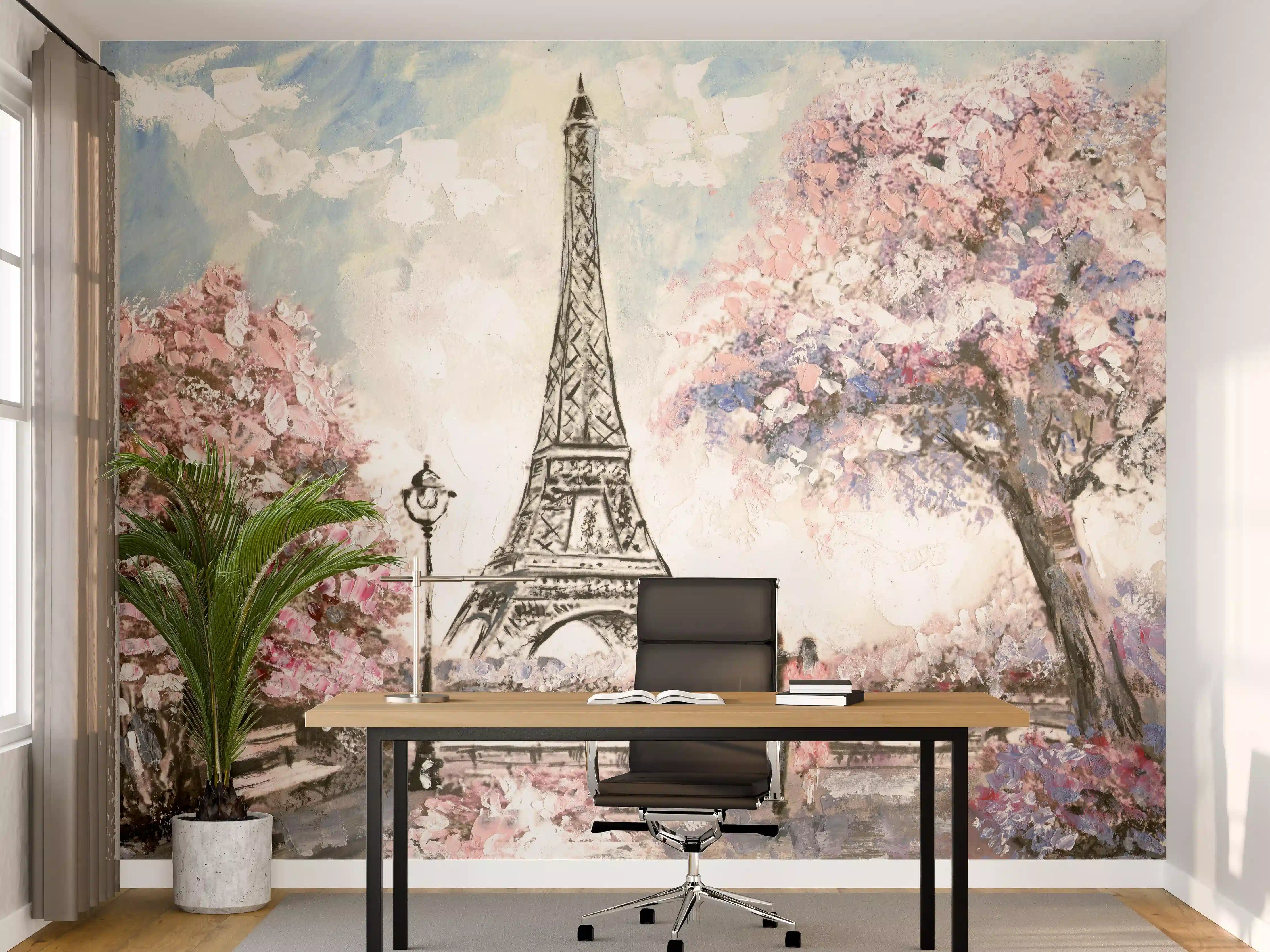 Büro Wandgestaltung - Acrylgemälde eines Paares in Paris