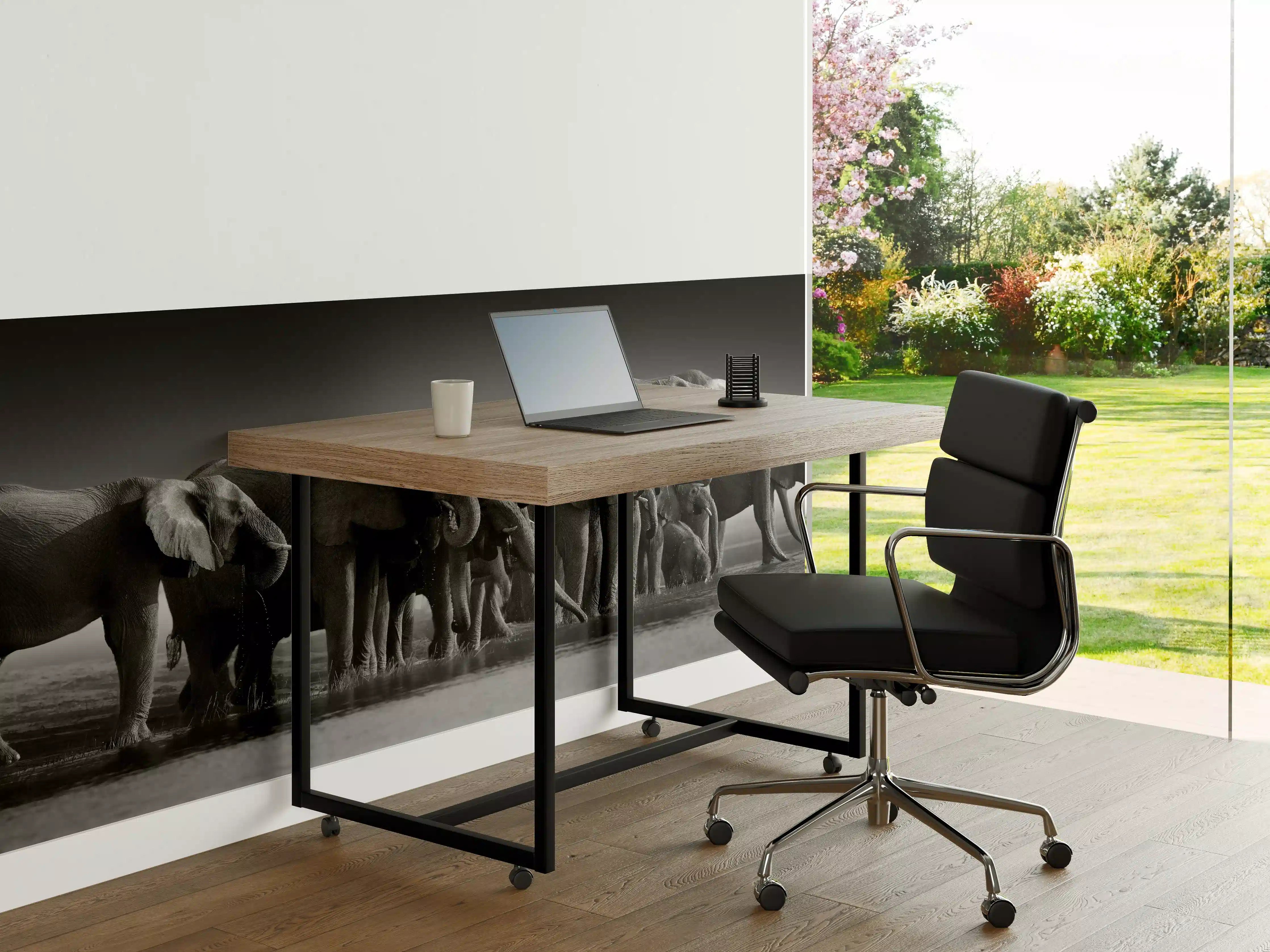 Büro Wandgestaltung - Afrikanische Elefantenherde (Schwarz-Weiß)