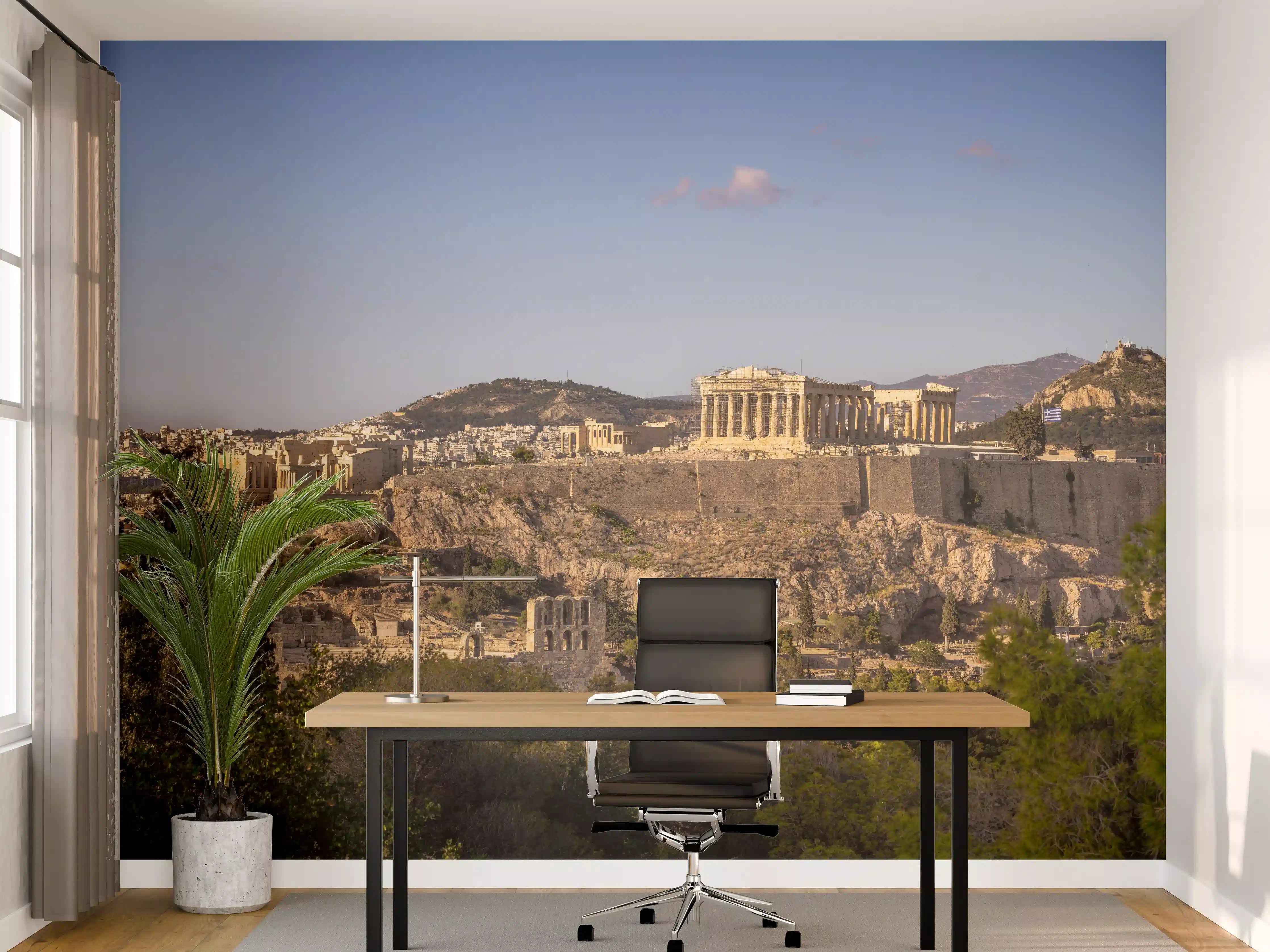 Büro Wandgestaltung - Akropolis Panorama Beige-Blau