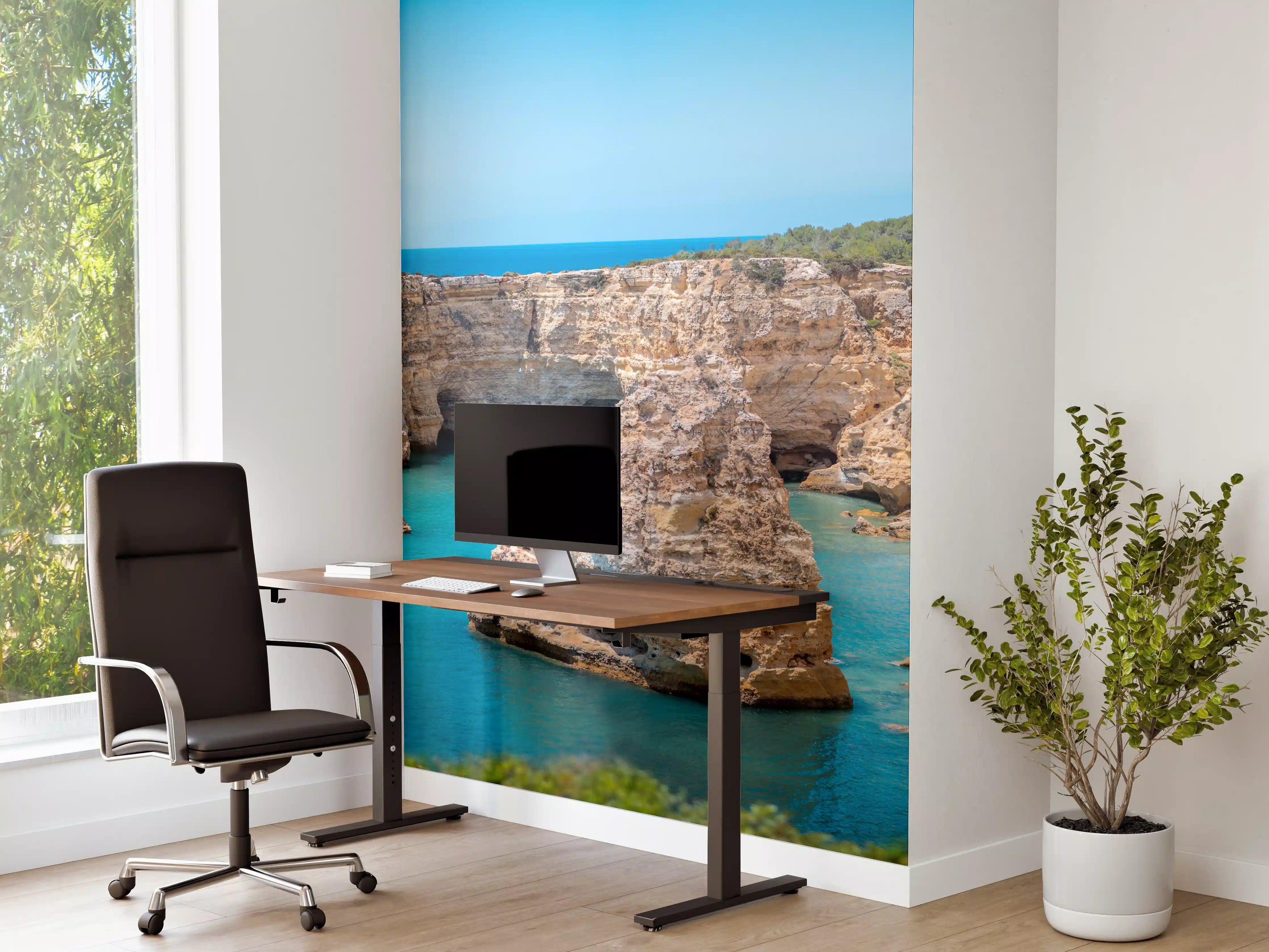 Büro Wandgestaltung - Algarve-Klippen am türkisblauen Meer