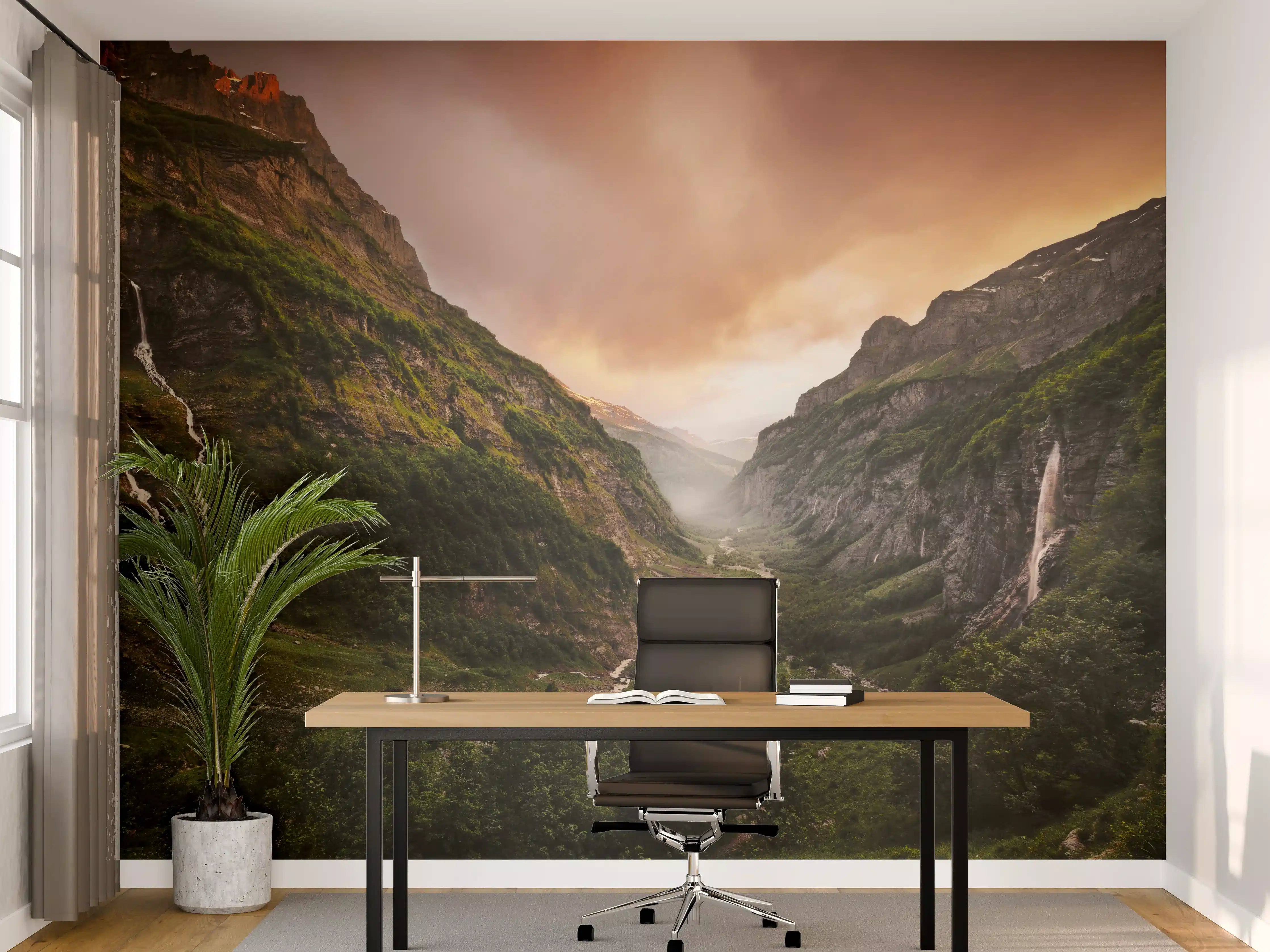 Büro Wandgestaltung - Alpen Bergsonnenuntergang