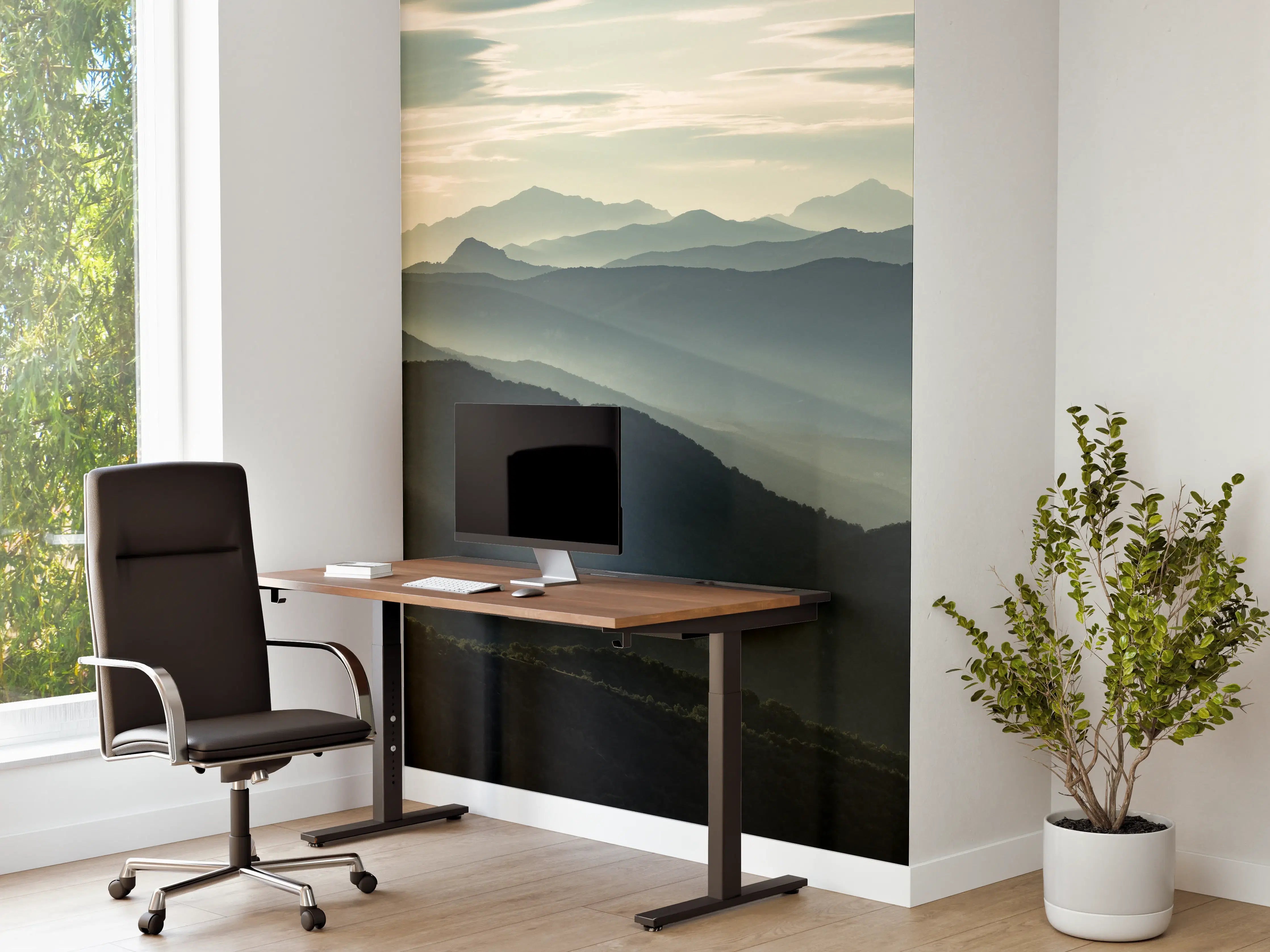 Büro Wandgestaltung - Alpen Morgenlicht Silhouetten
