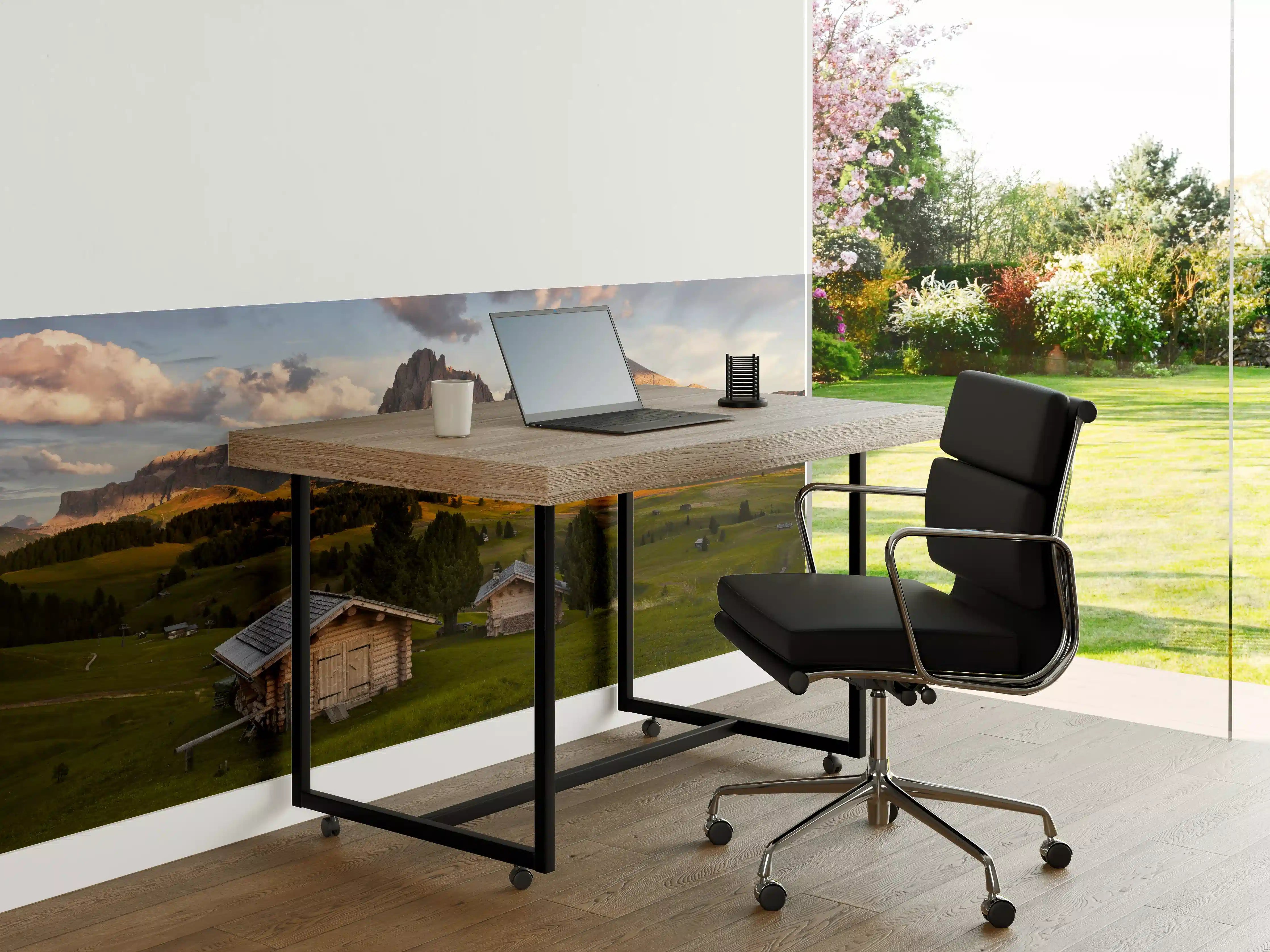 Büro Wandgestaltung - Alpenhütten Sonnenuntergang Grün