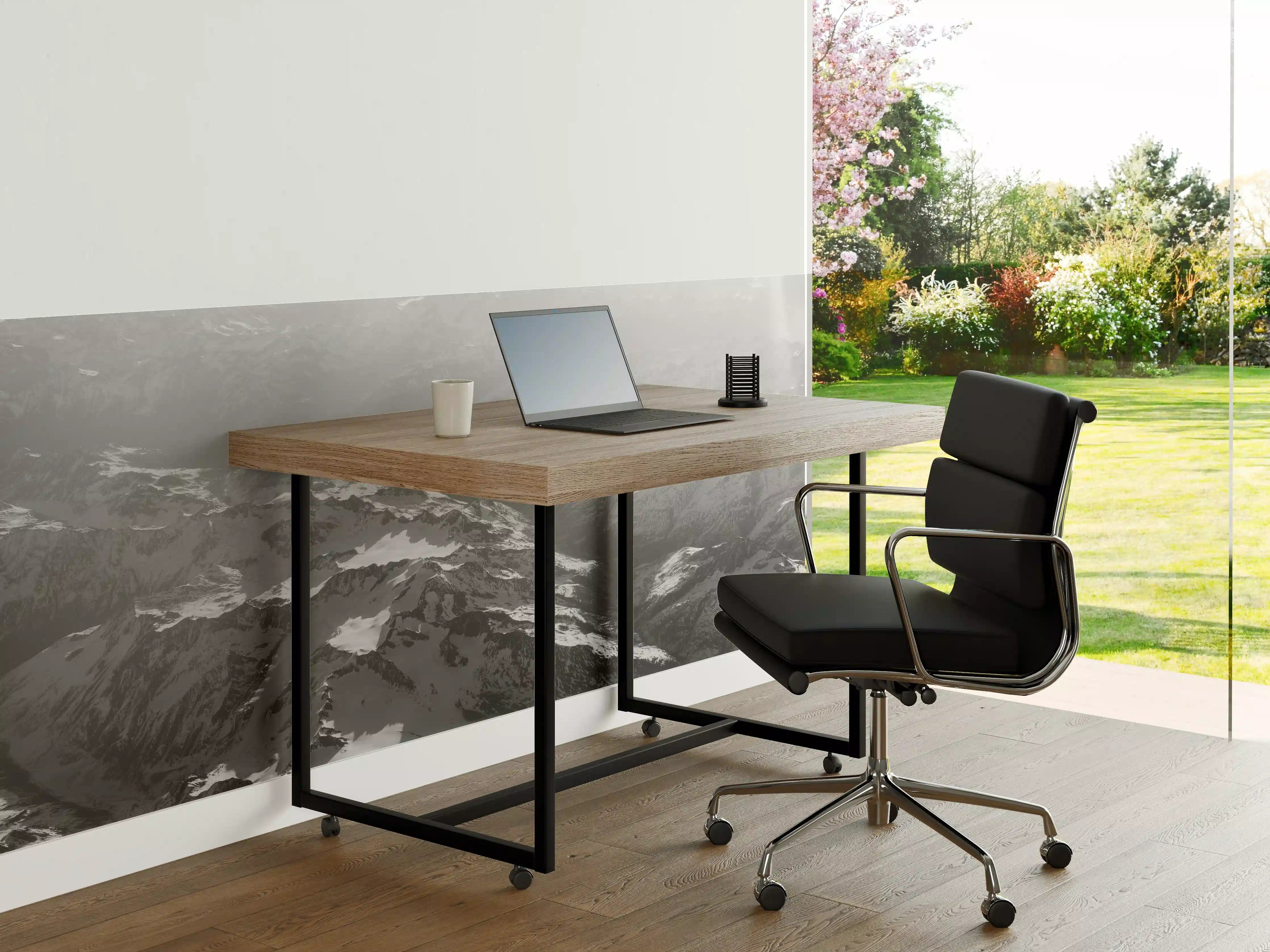 Büro Wandgestaltung - Alpenidylle in Schwarz-Weiß