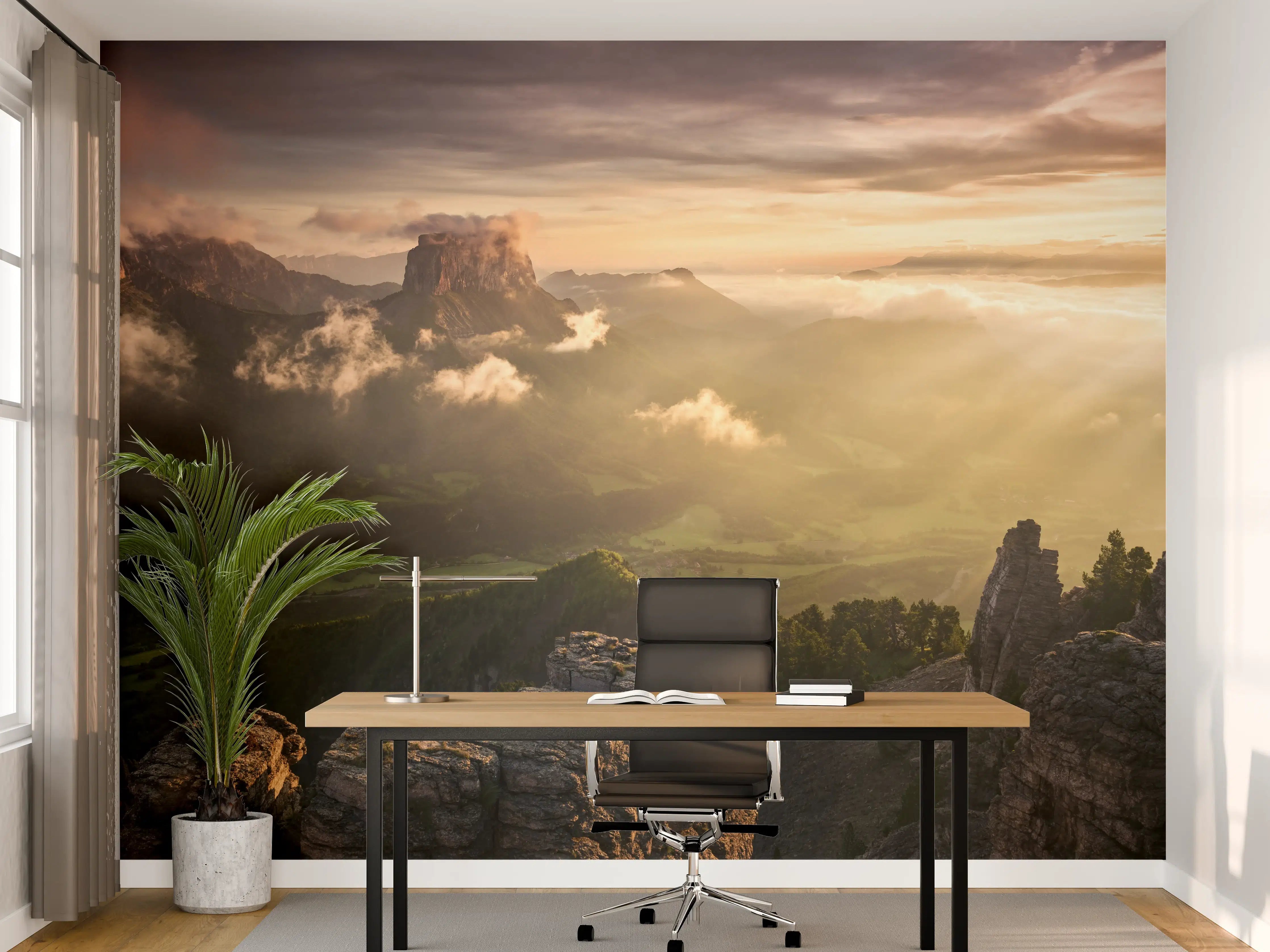 Büro Wandgestaltung - Alpenlichtspiel bei Morgenröte