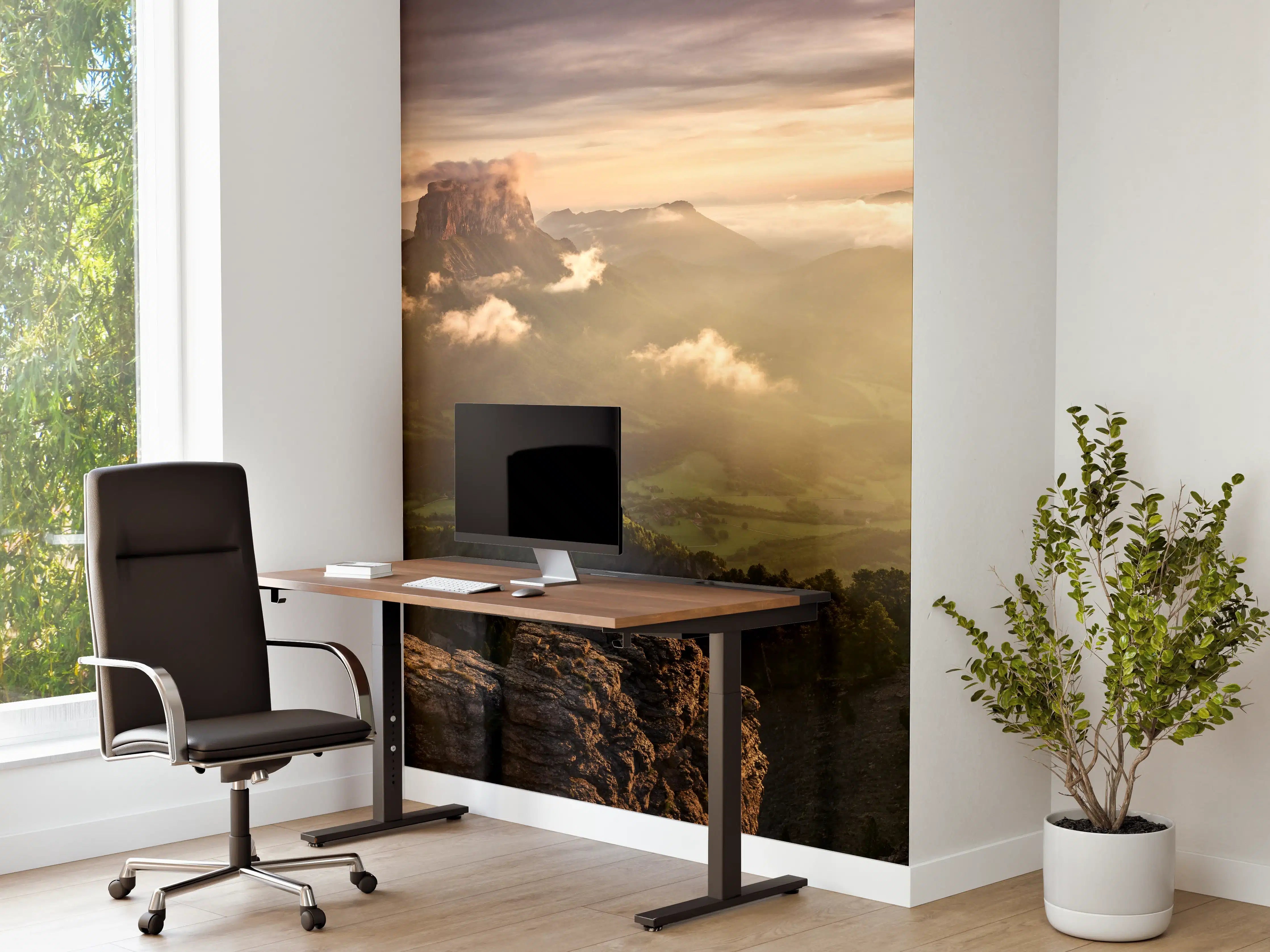 Büro Wandgestaltung - Alpenlichtspiel bei Morgenröte