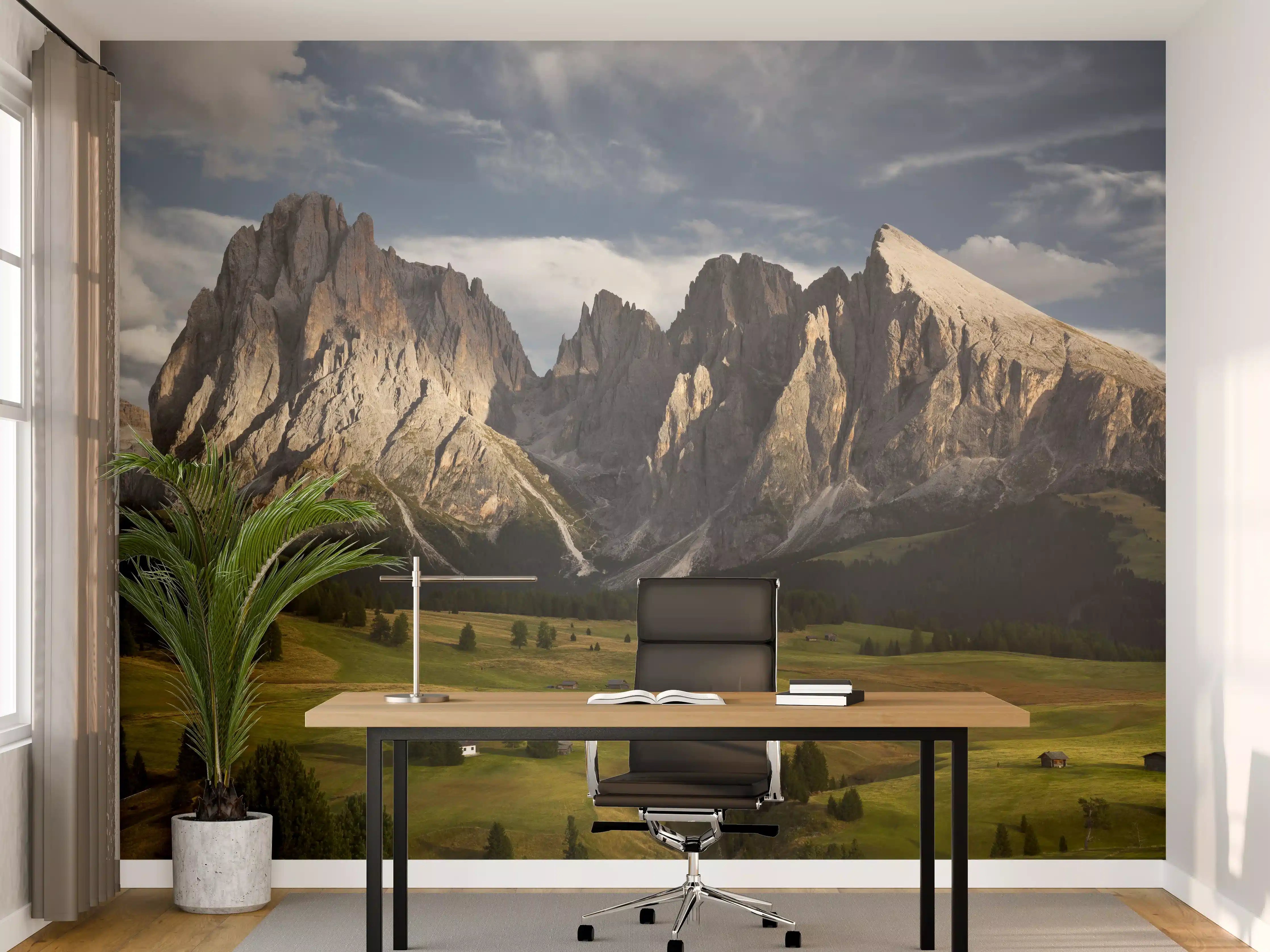 Büro Wandgestaltung - Alpenpanorama Dolomiten Wiese