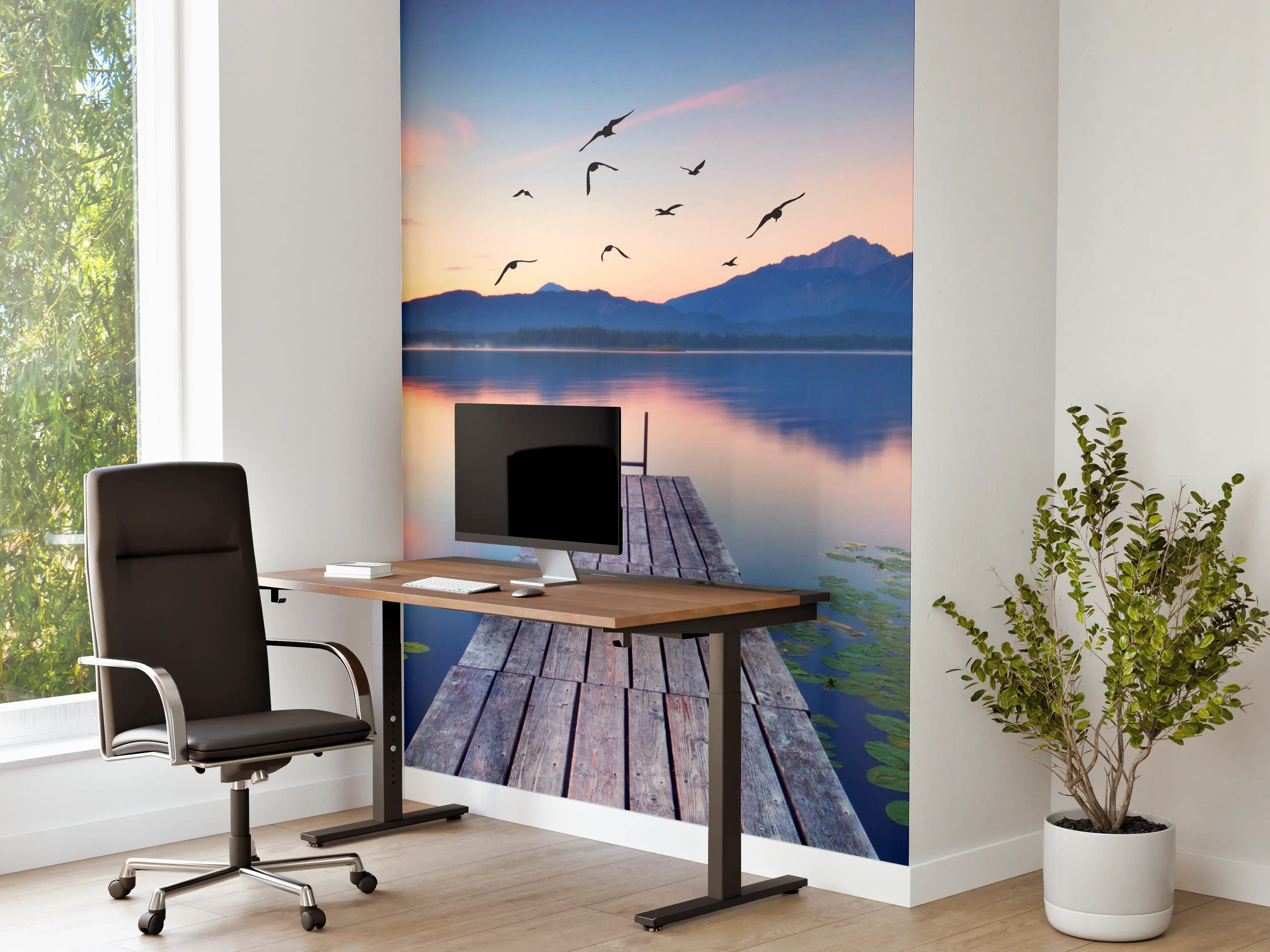 Büro Wandgestaltung - Alpensee mit Seerosen