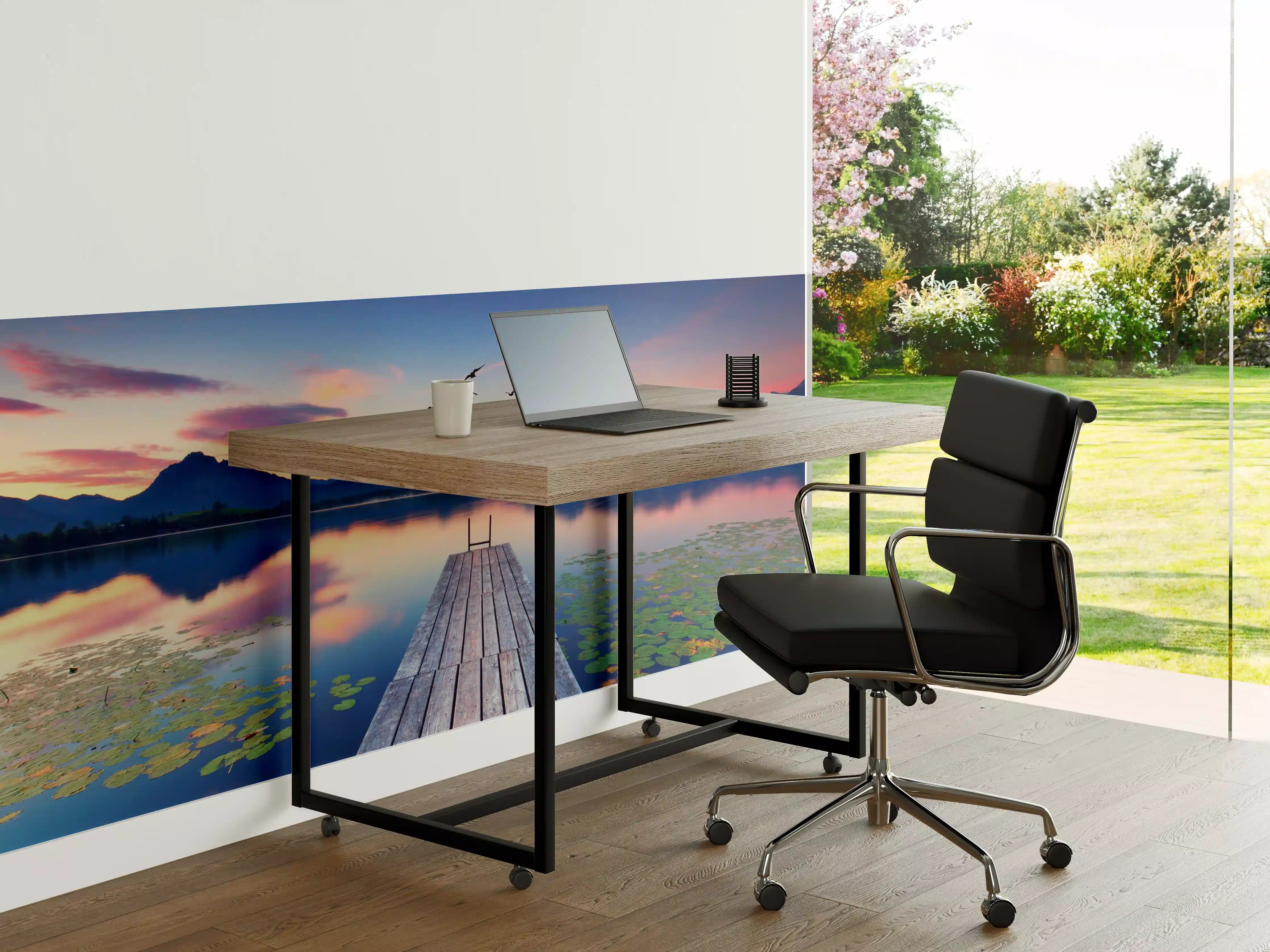 Büro Wandgestaltung - Alpensee mit Seerosen