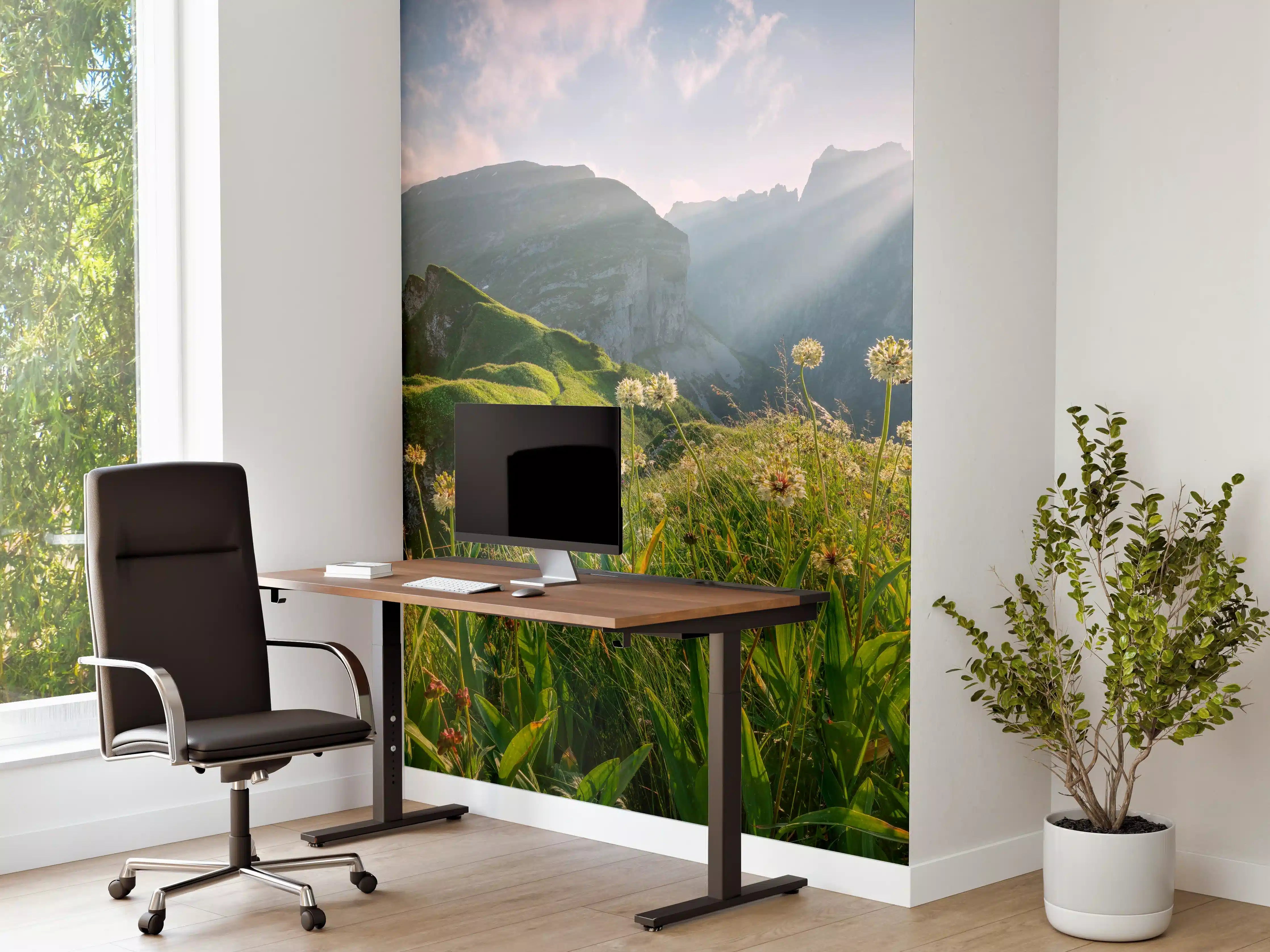 Büro Wandgestaltung - Alpenwiesen im Sommerlicht