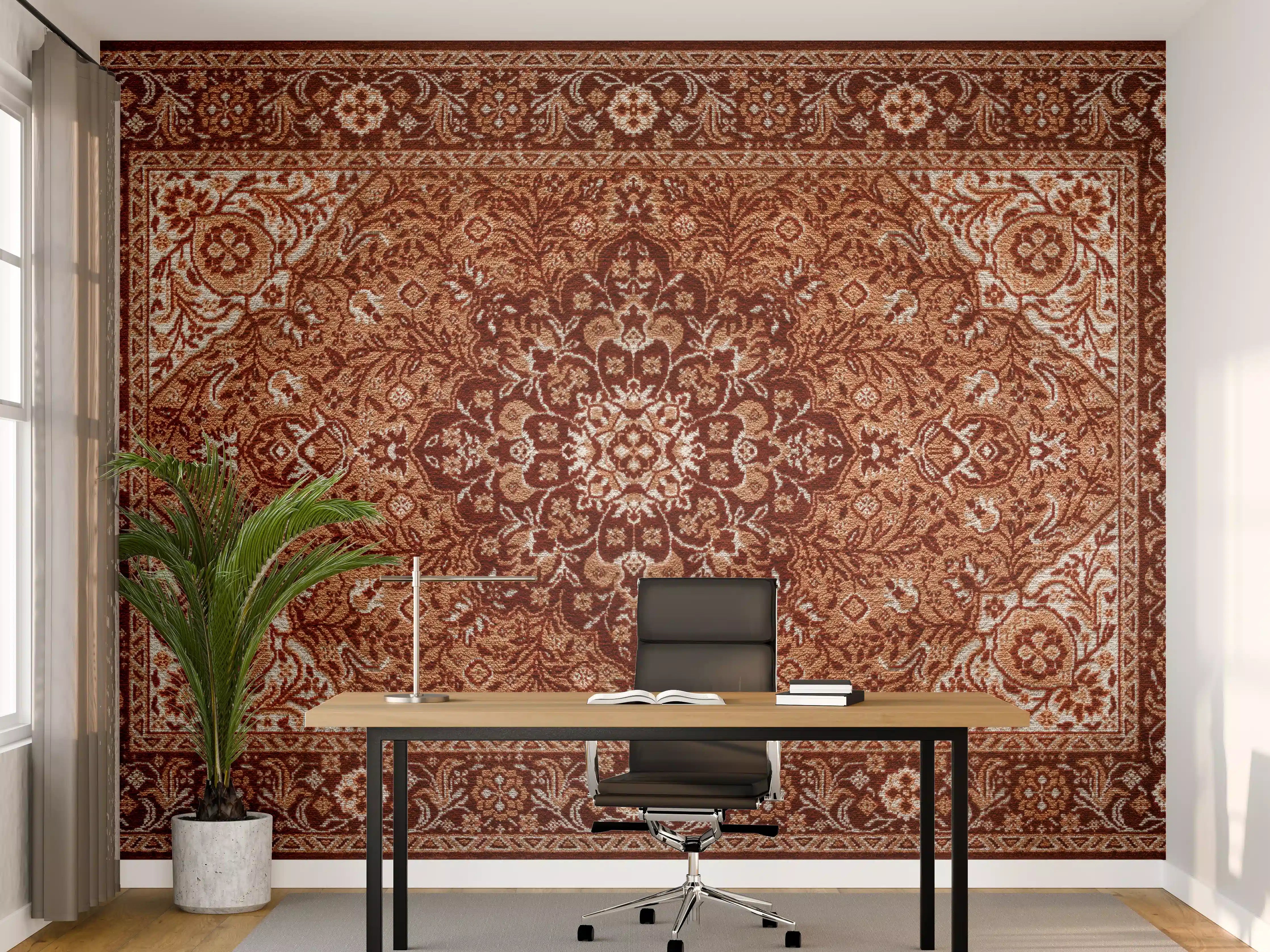 Büro Wandgestaltung - Altbrauner Perserteppich Textur