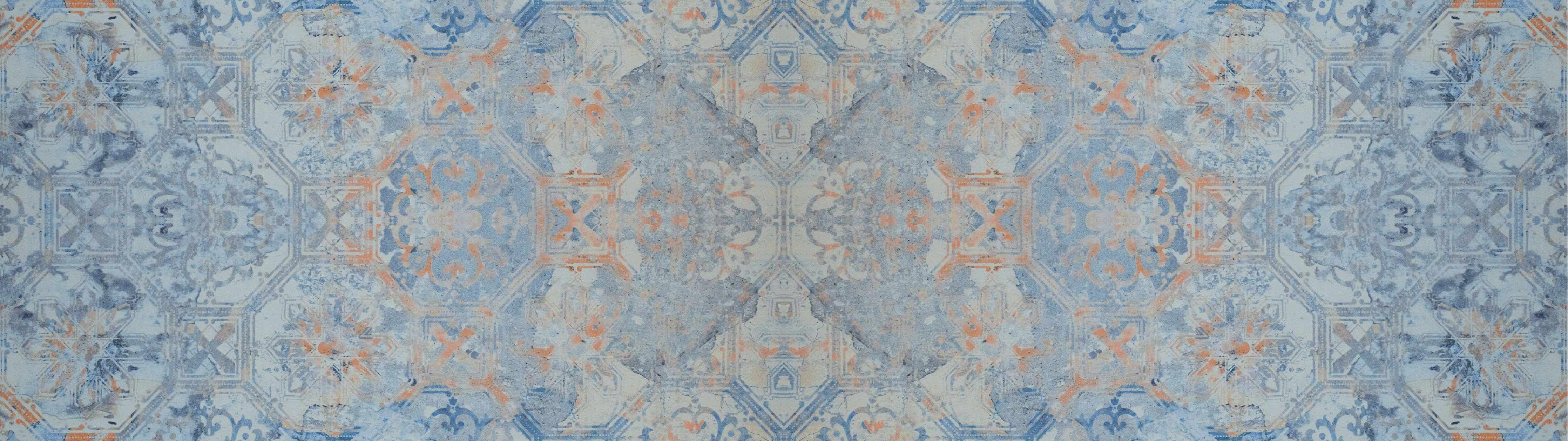 Büro Wandgestaltung-Alte blaue Vintage Fliesen