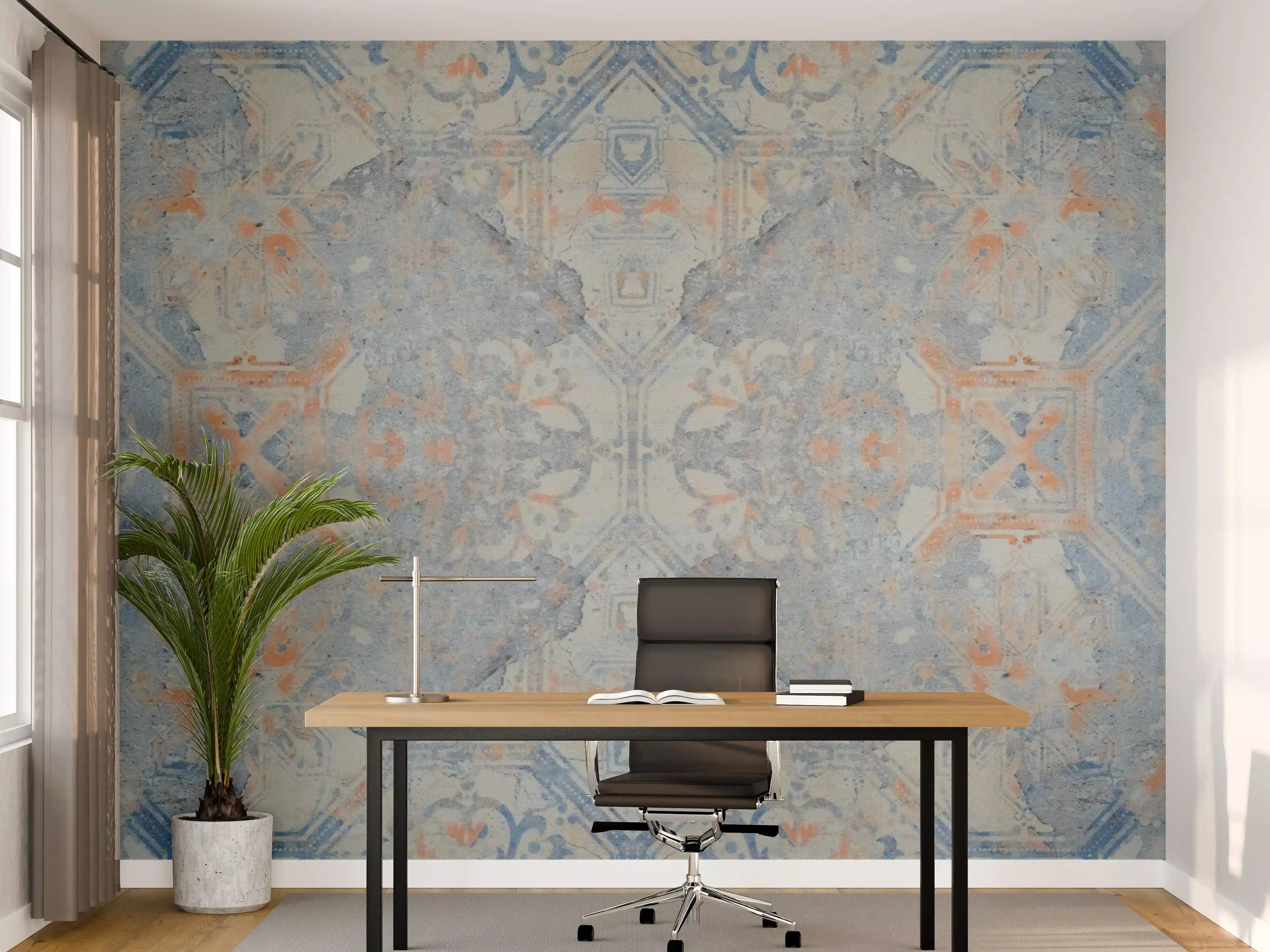 Büro Wandgestaltung - Alte blaue Vintage Fliesen