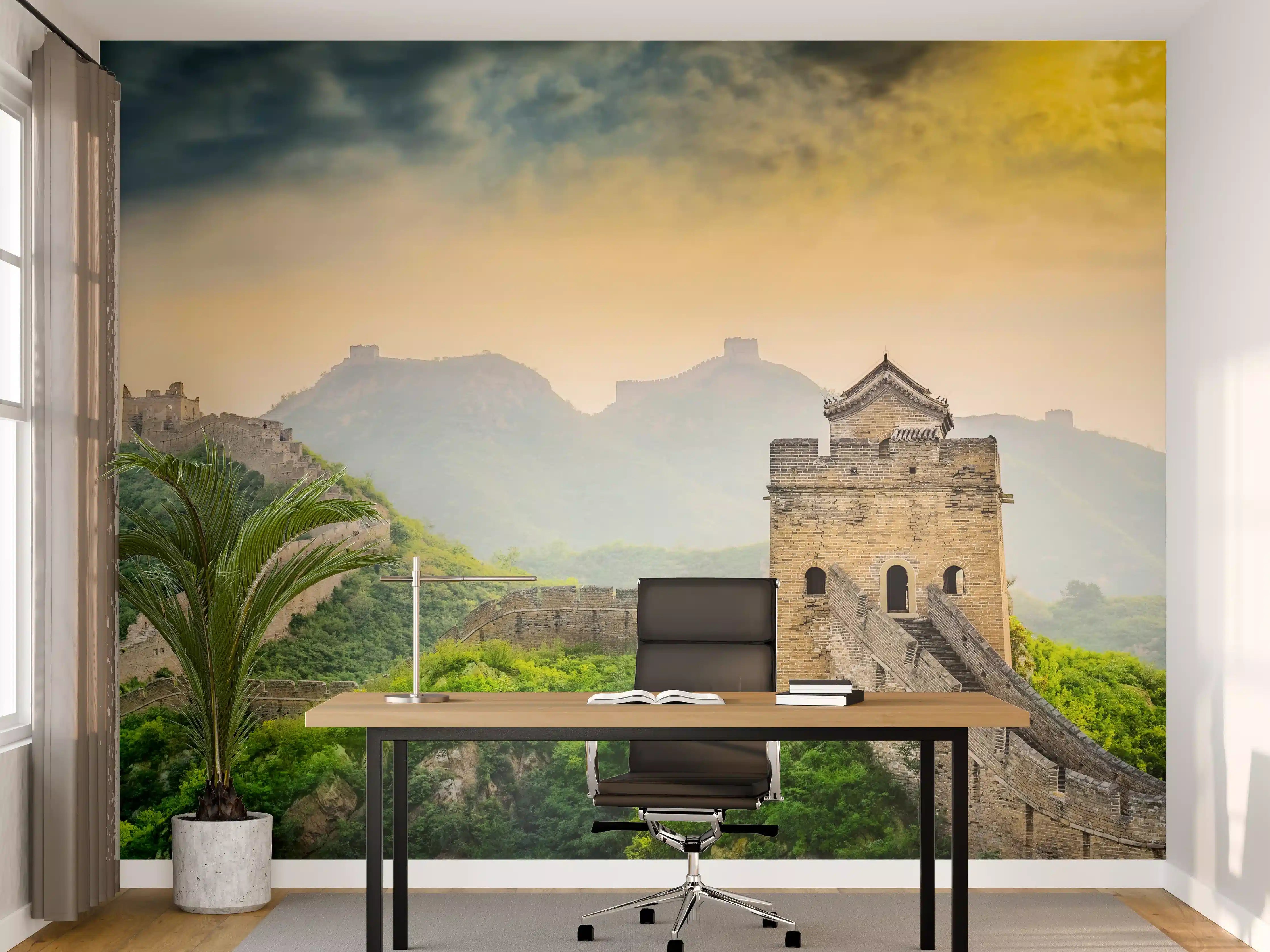 Büro Wandgestaltung - Alte chinesische Mauer bei Sonnenuntergang
