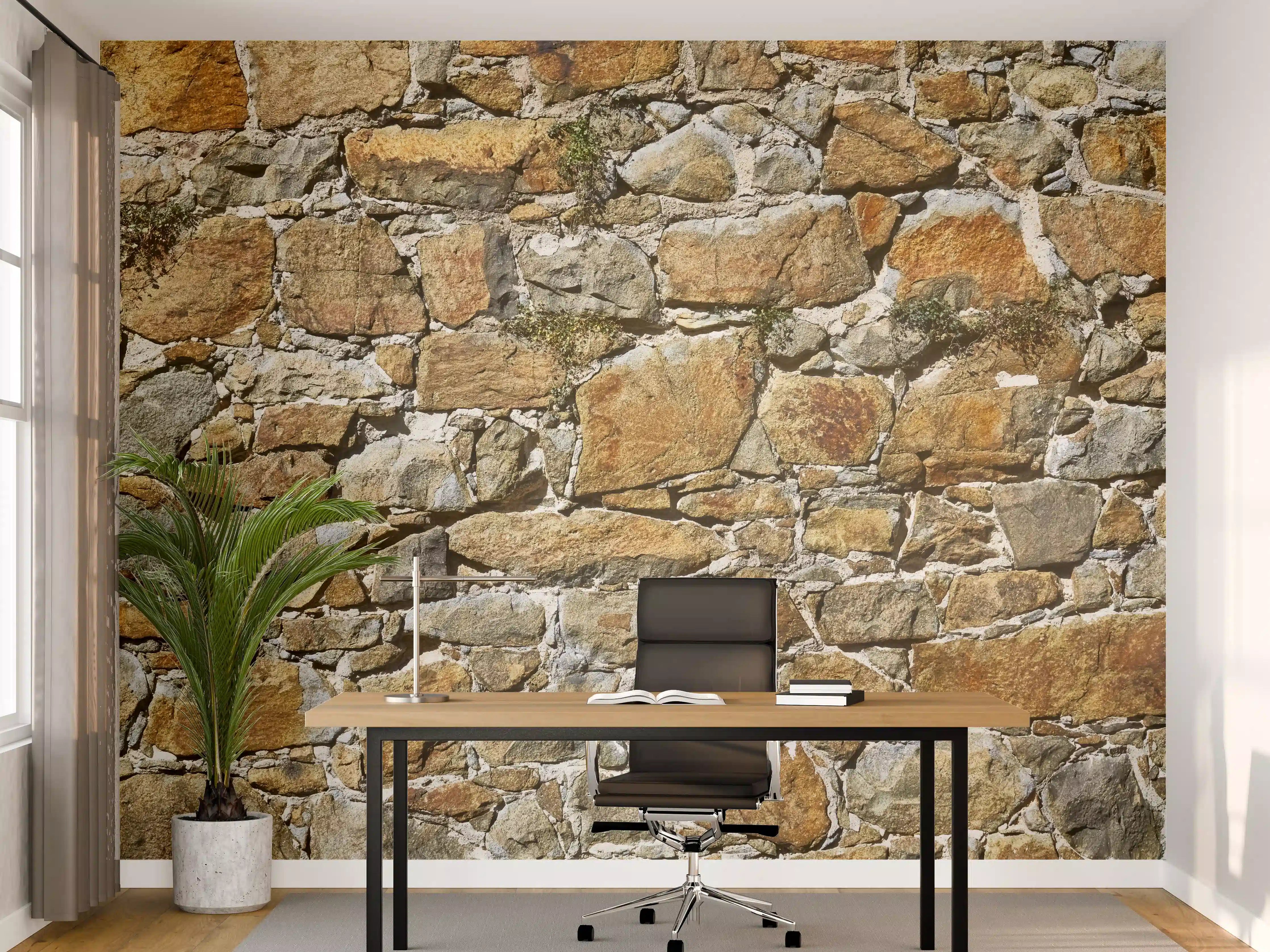 Büro Wandgestaltung - Alte unverputzte Burgmauer