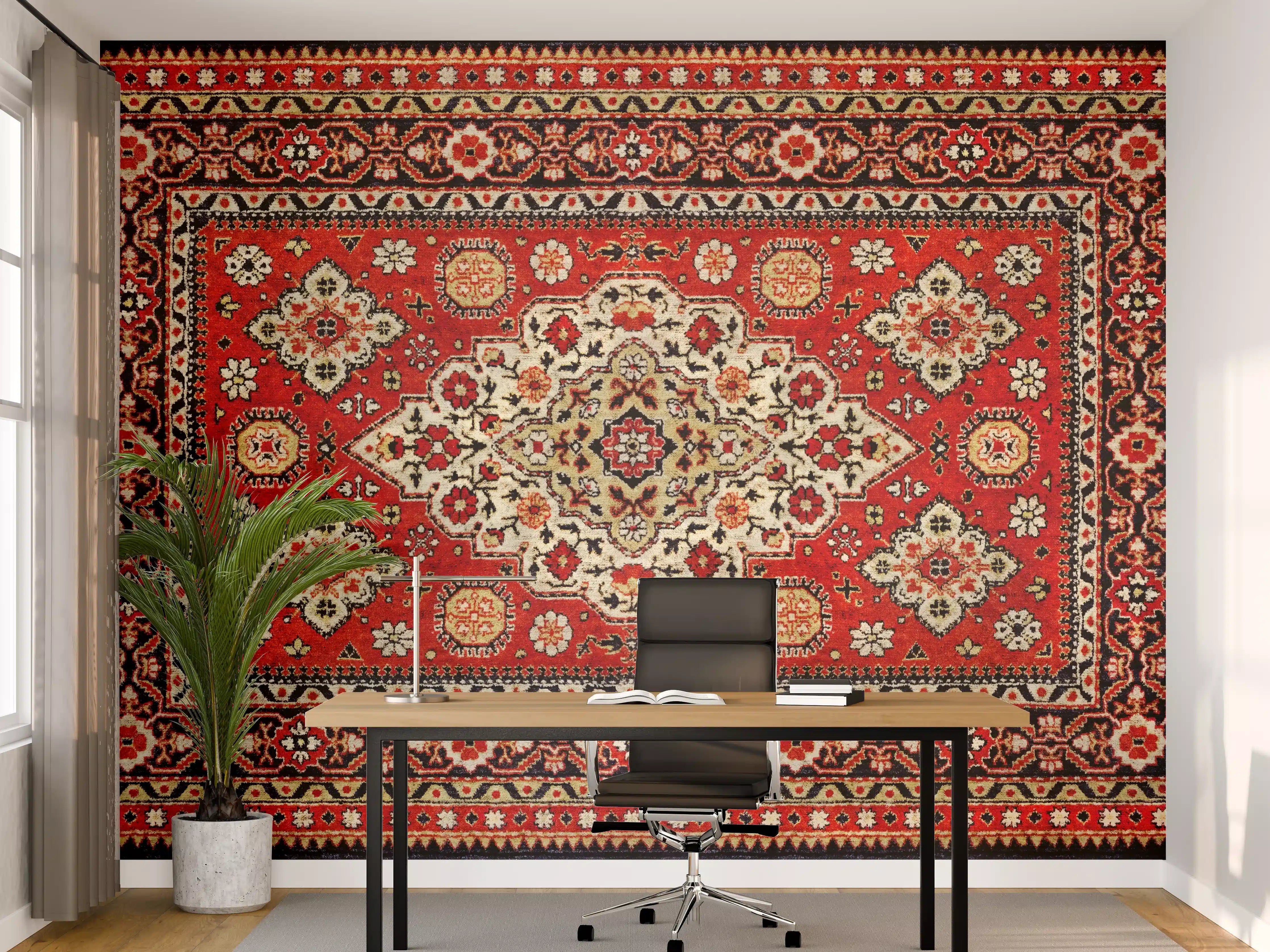 Büro Wandgestaltung - Alter roter Perserteppich Textur