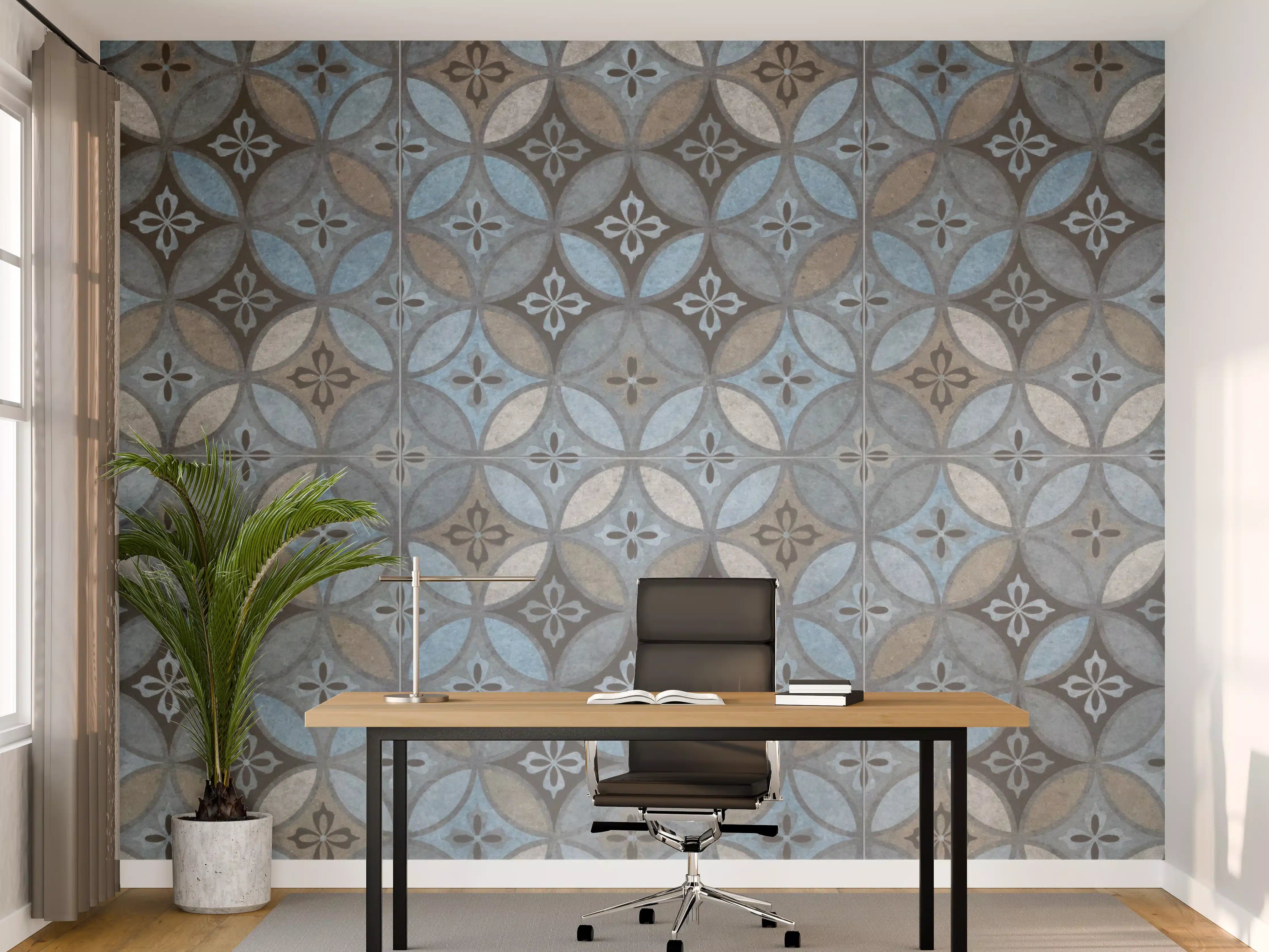 Büro Wandgestaltung - Altes Buntes Patchwork Mosaik Motiv