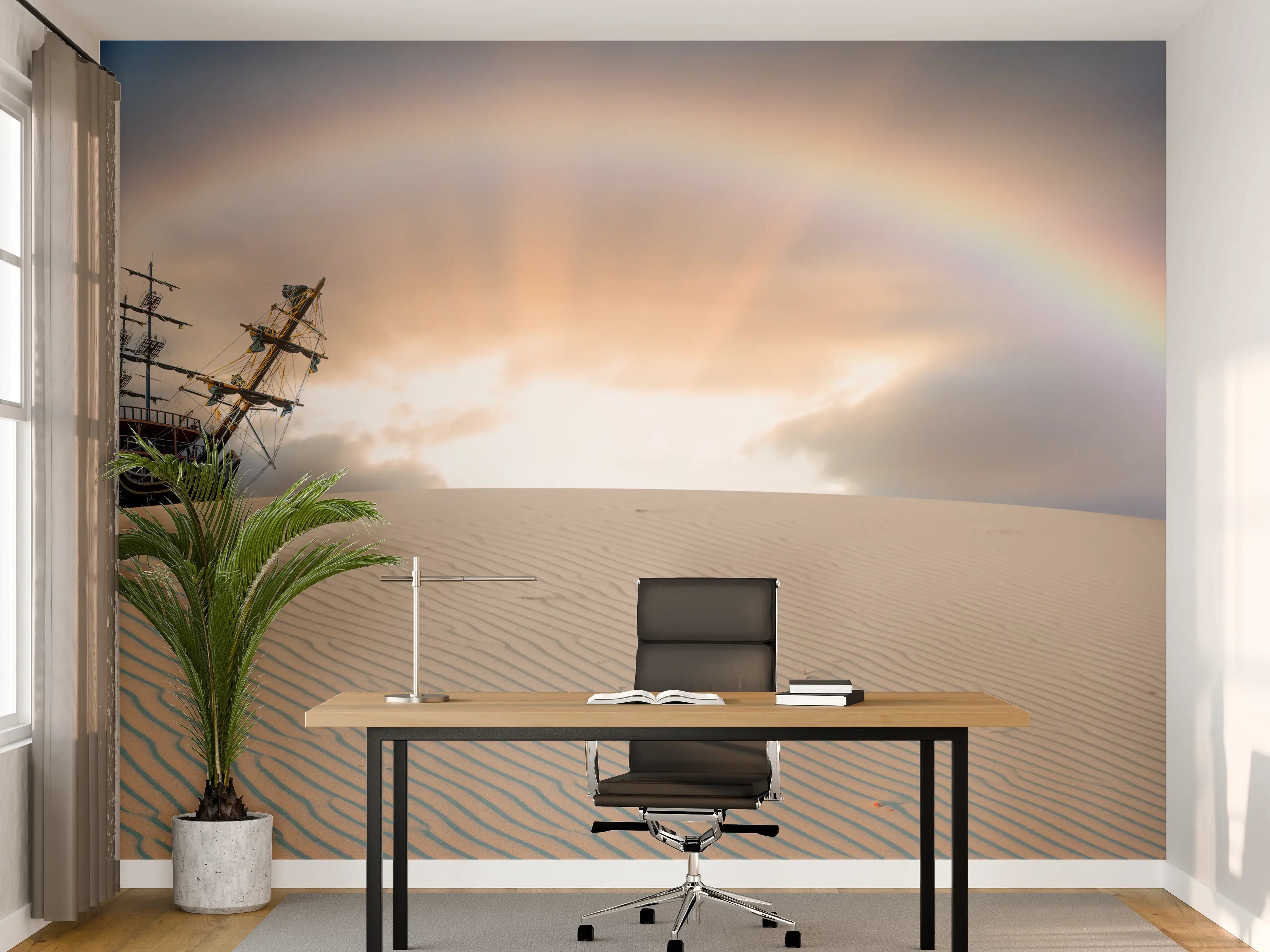 Büro Wandgestaltung - Altes Schiff Wüste Regenbogen