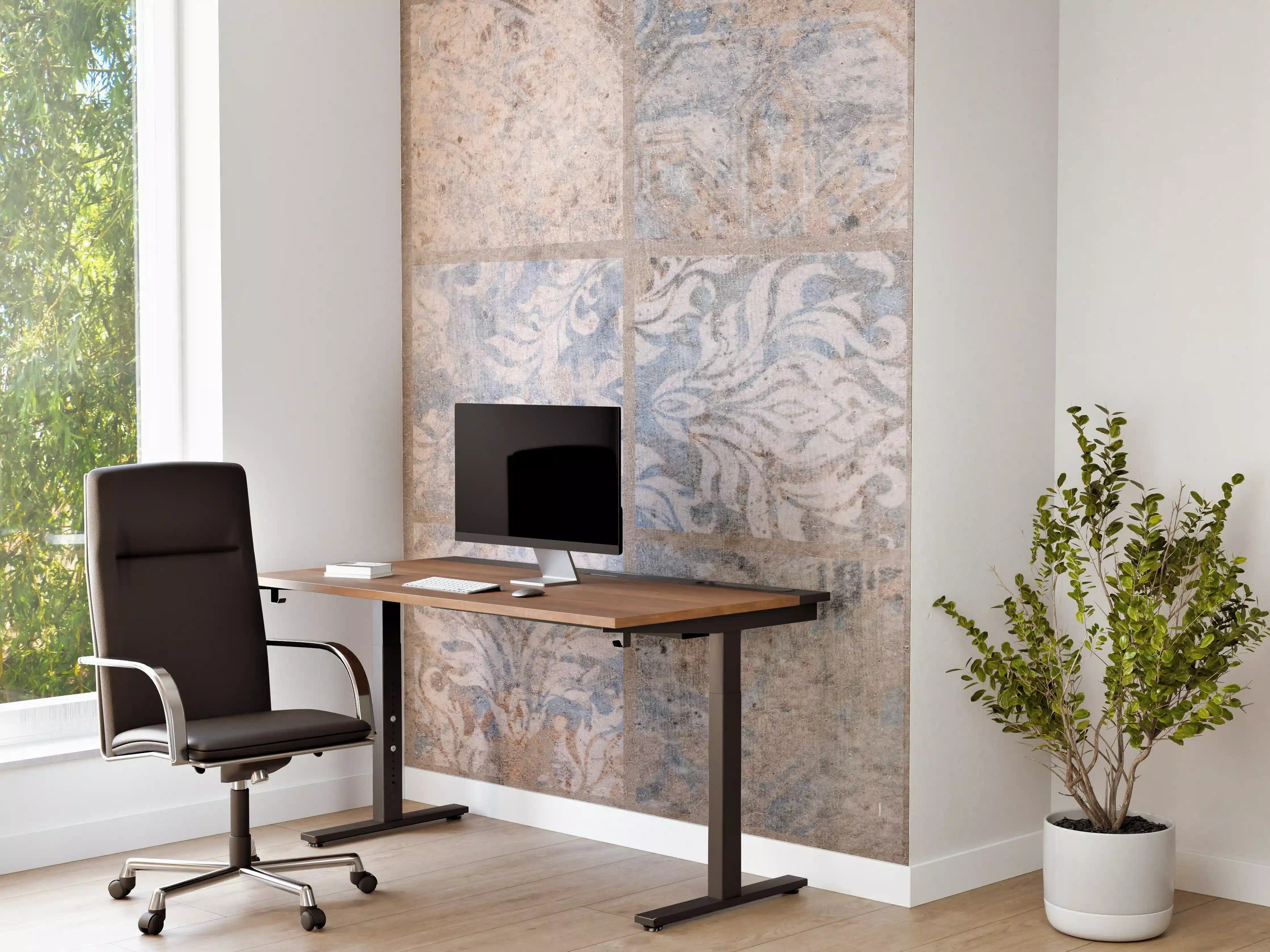 Büro Wandgestaltung - Altes blau-braun Patchwork Motiv