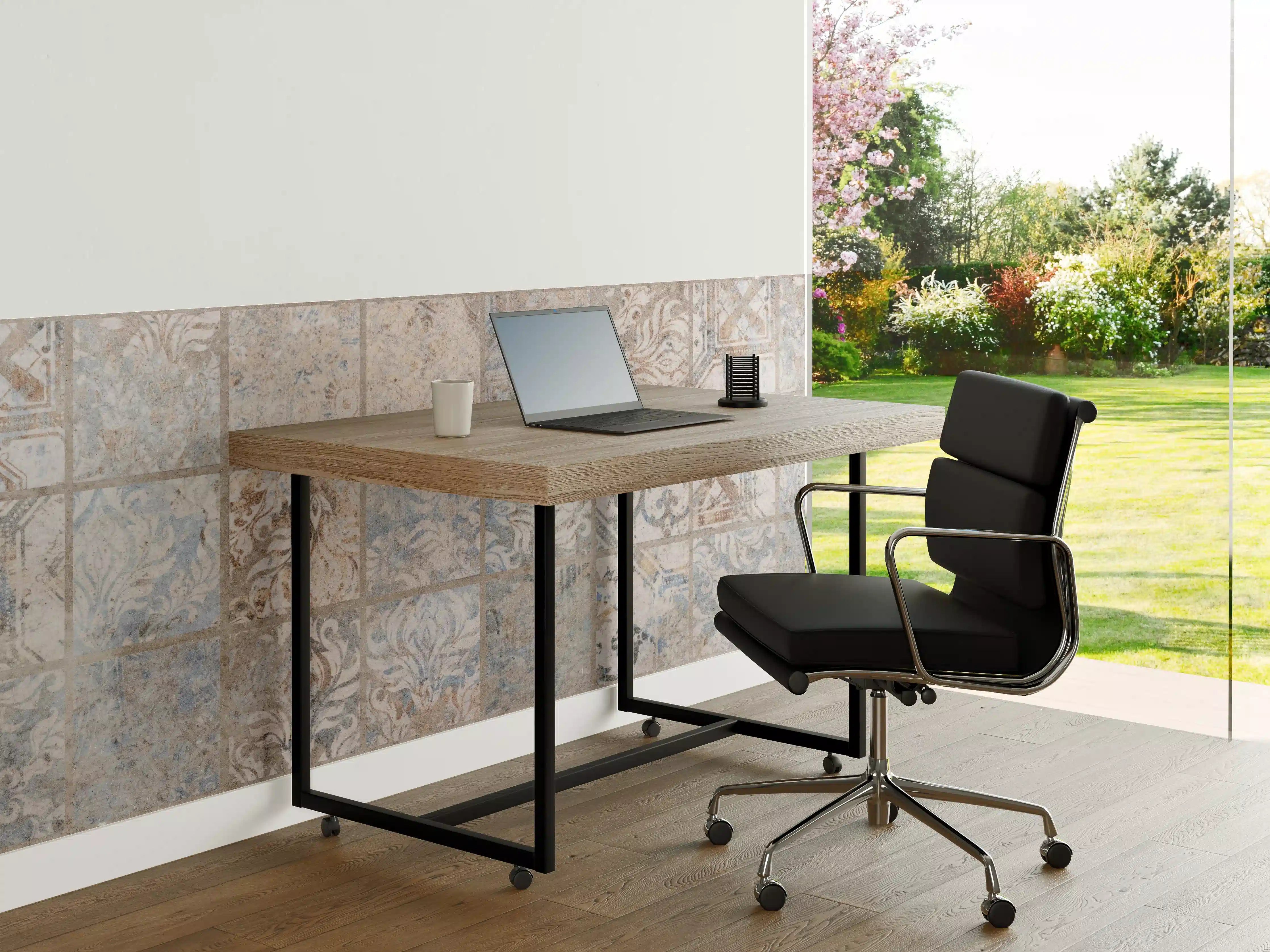Büro Wandgestaltung - Altes blau-braun Patchwork Motiv