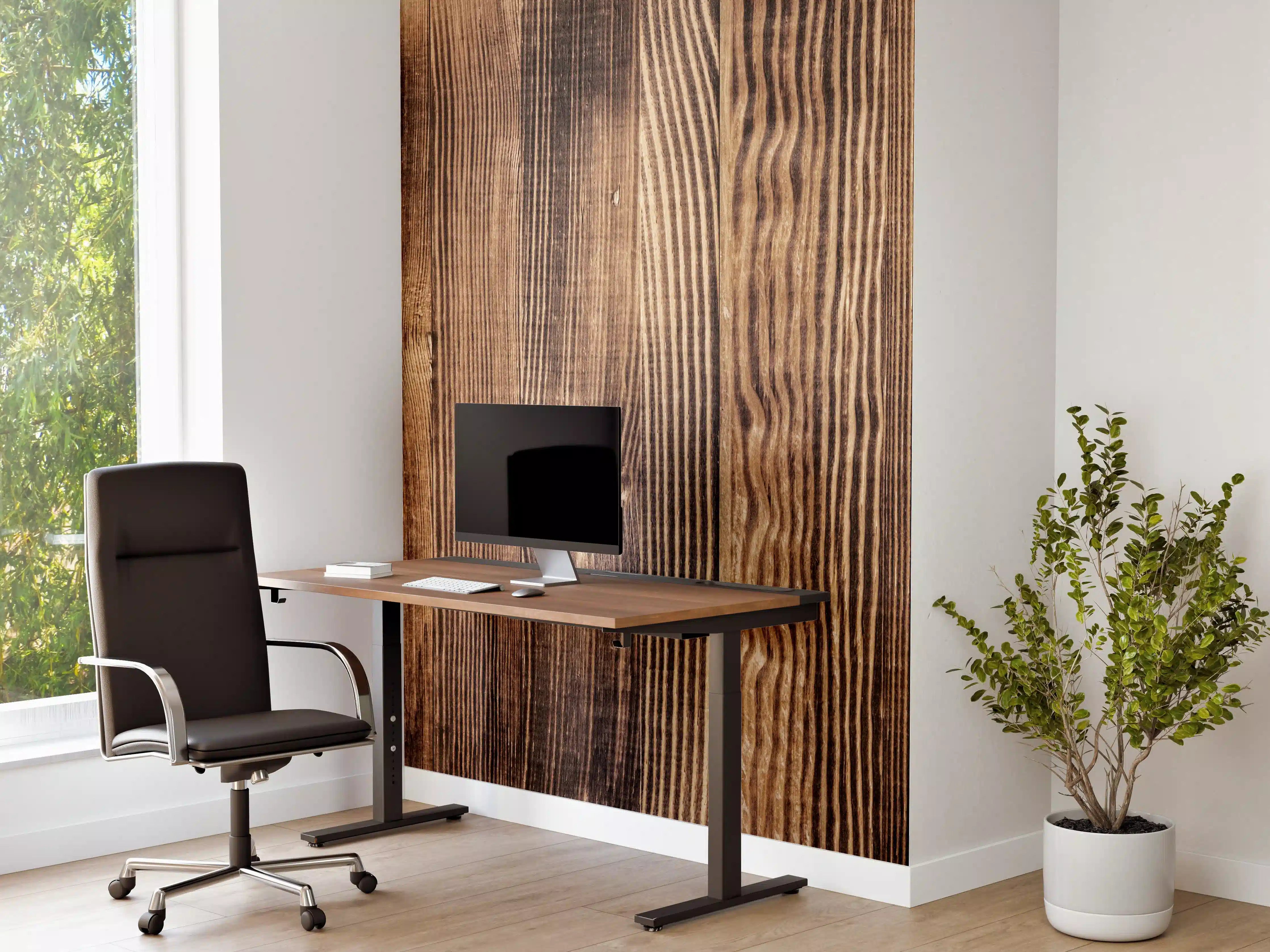 Büro Wandgestaltung - Angebrannte Naturholzplatte