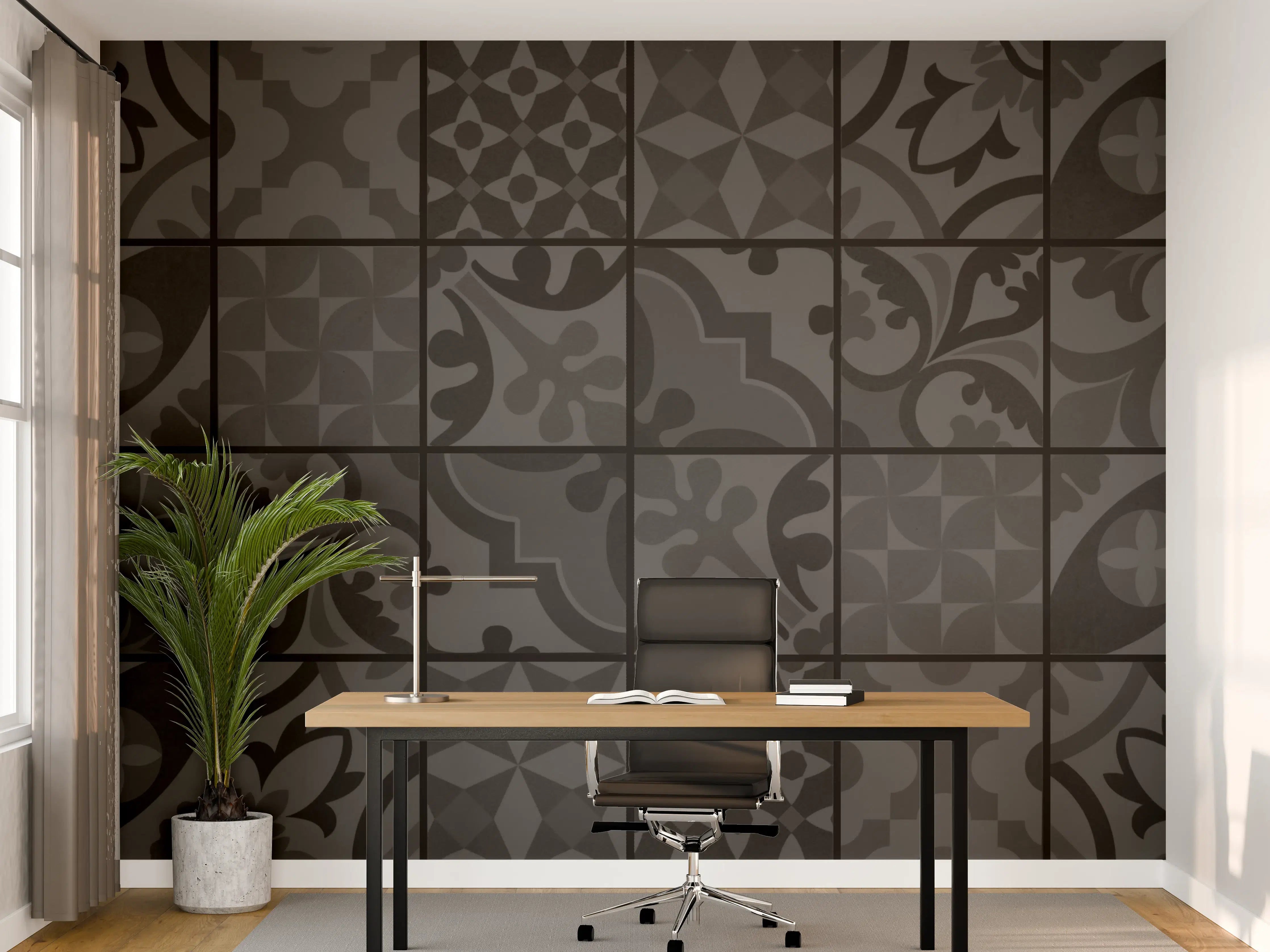 Büro Wandgestaltung - Anthrazit Mosaik Fliesentextur