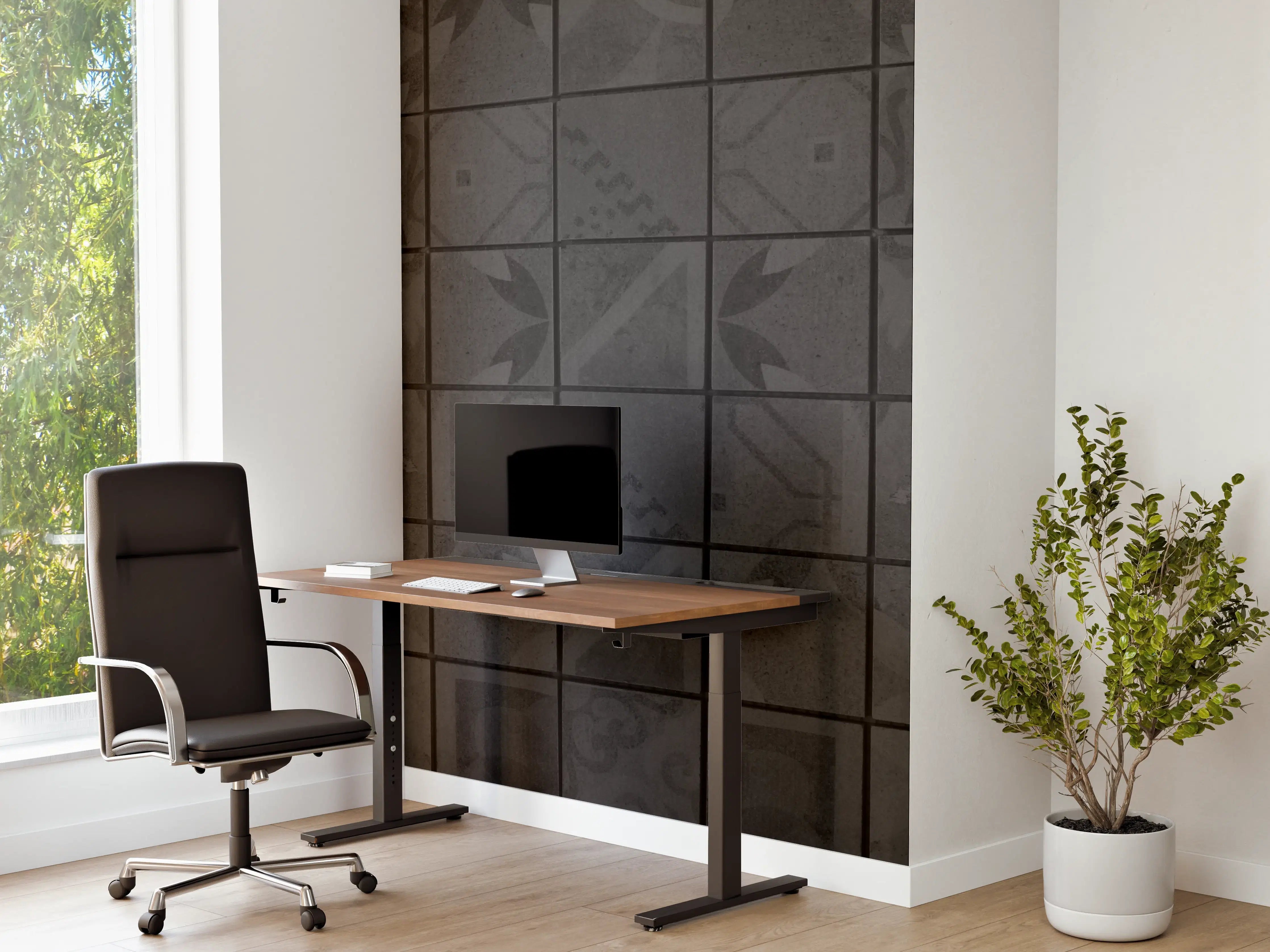 Büro Wandgestaltung - Anthrazitfarbenes Quadratisches Mosaikmotiv