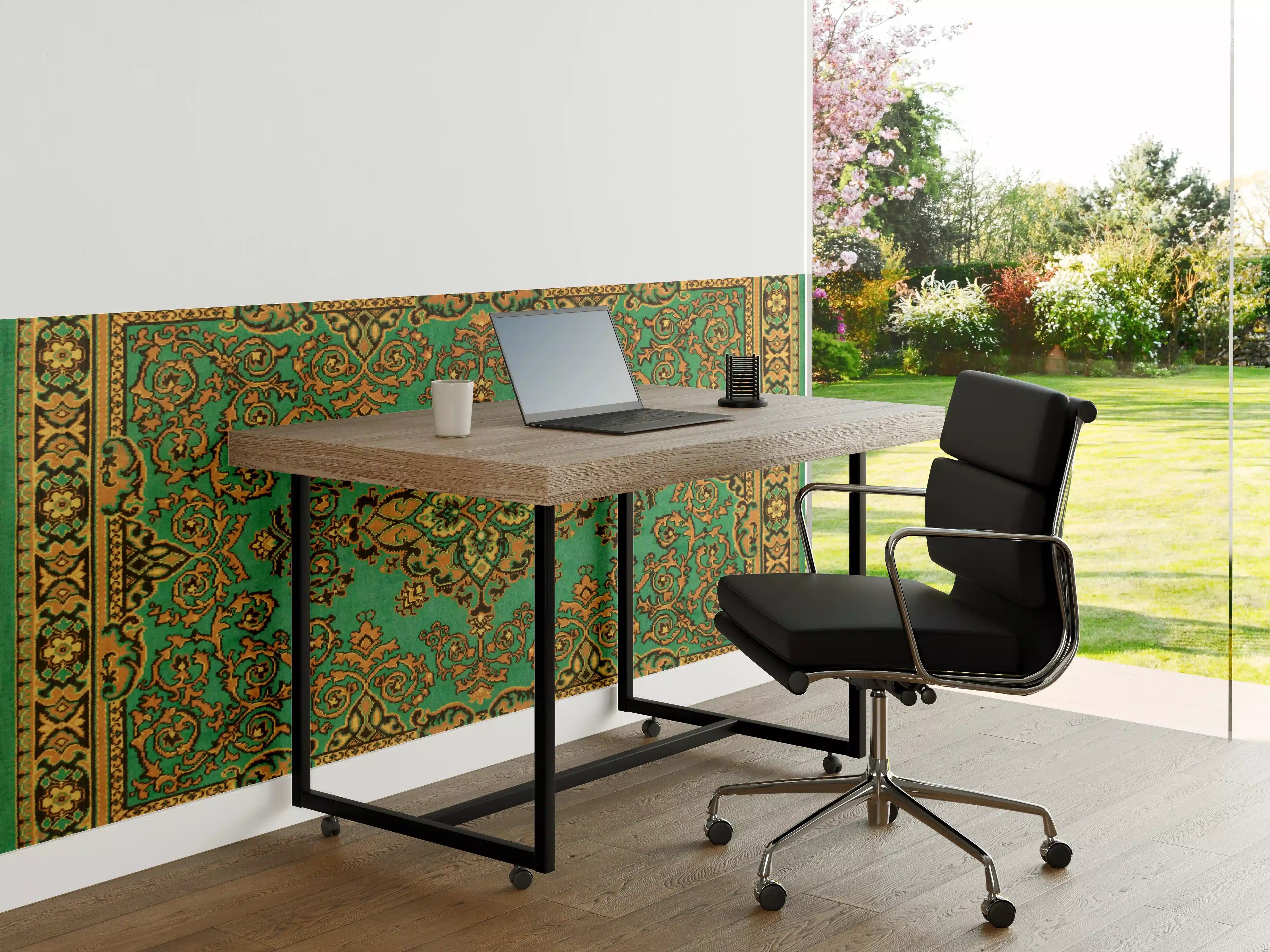 Büro Wandgestaltung - Antiker Perserteppich Grün-Orange