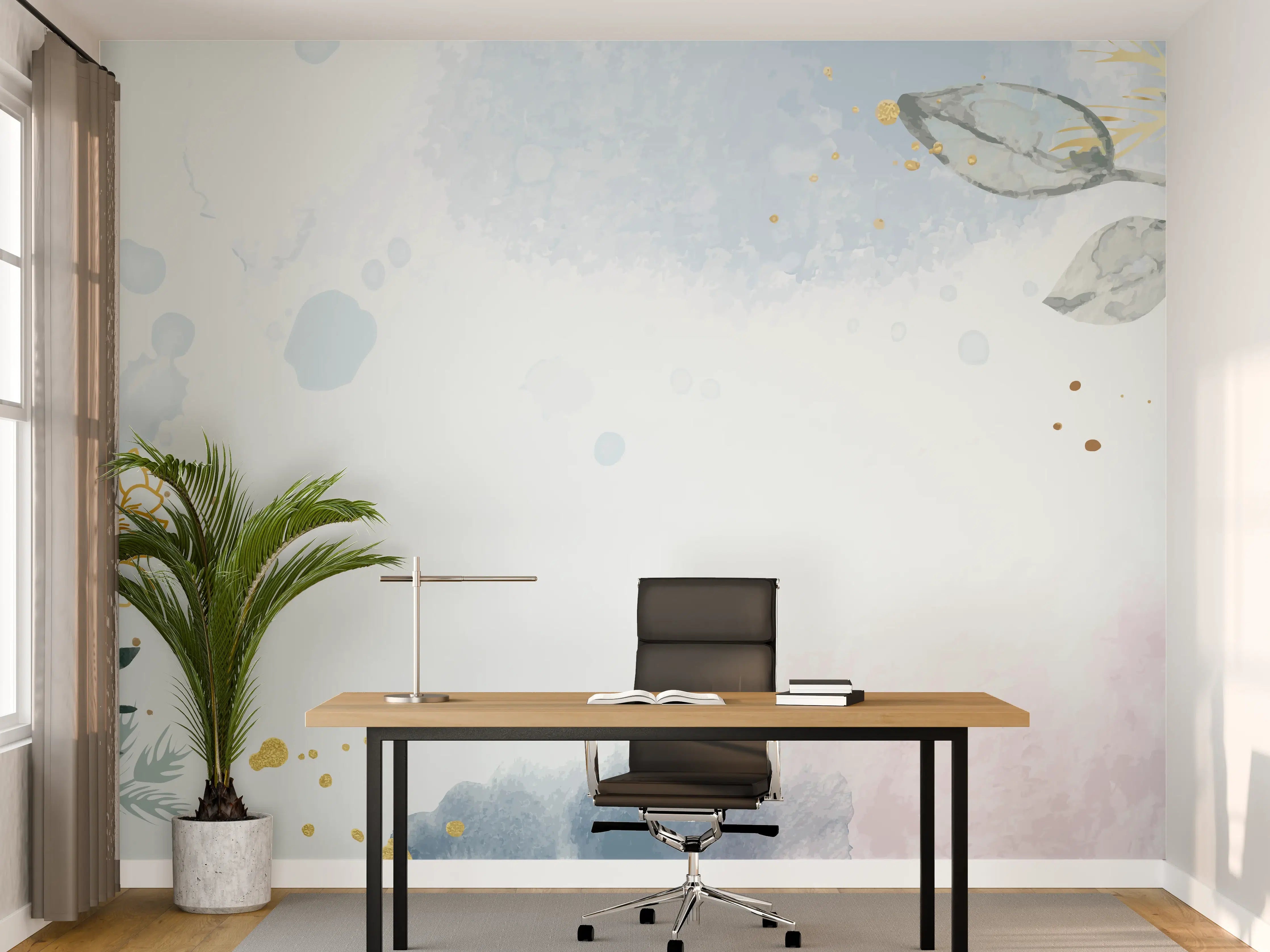 Büro Wandgestaltung - Aquarell Blüten Pastell
