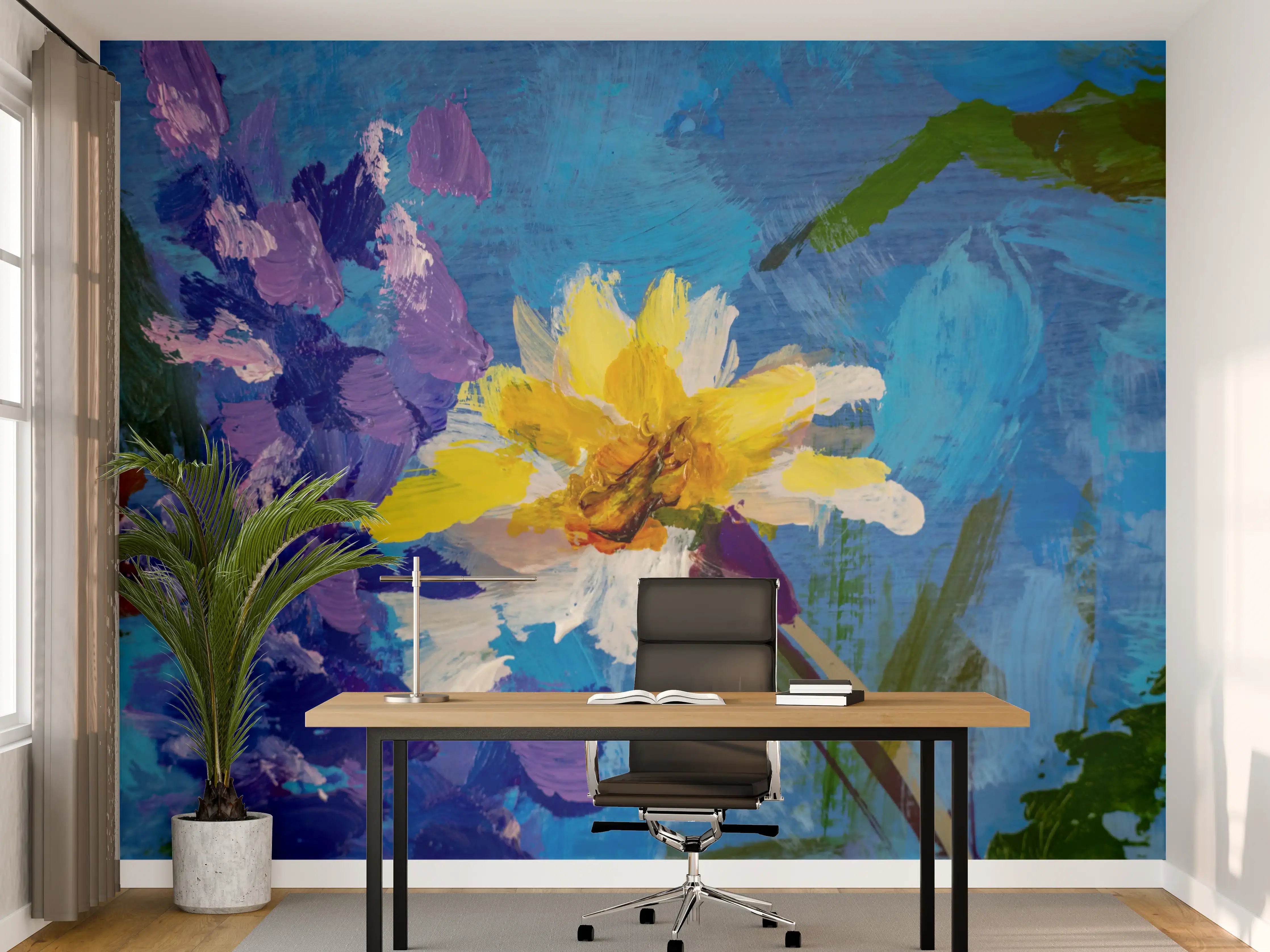 Büro Wandgestaltung - Aquarell Blumengemälde (Claude Monet)